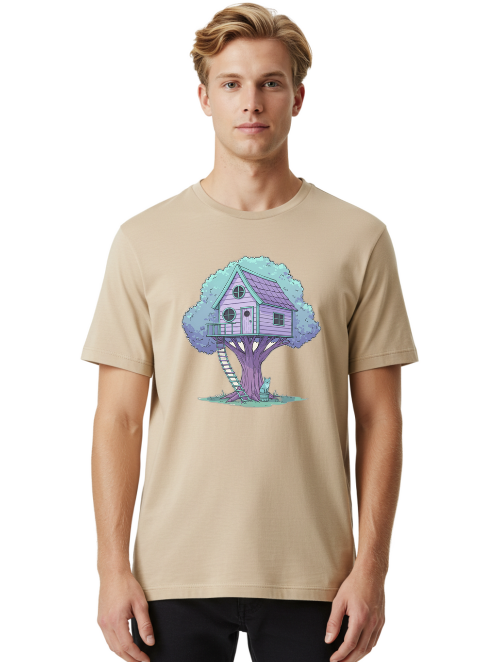Treehouse-2 Men'S Graphic Tee, 100% Cotton, Comfortable Casual Summer Wear, Machine Washable, Vintage Camera, Old Camera, Antique Camera, Black Camera, Classic Photography, Photography Equipment, Nostalgic Device, Film Camera, Camera Art Bal512