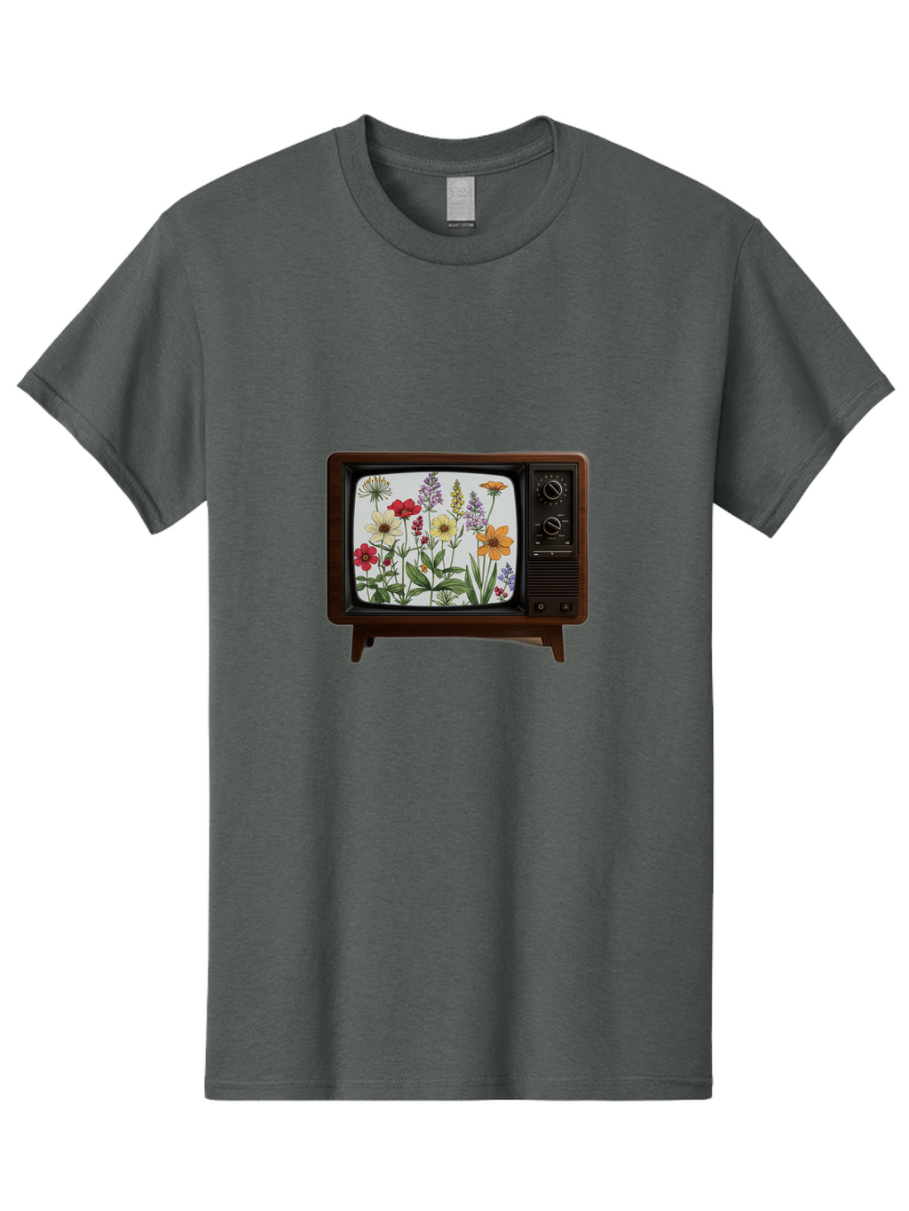 Tv-With-Flowers Men'S Graphic Tee, 100% Cotton, Comfortable Casual Summer Wear, Machine Washable, Vintage Camera, Old Camera, Antique Camera, Black Camera, Classic Photography, Photography Equipment, Nostalgic Device, Film Camera, Camera Art Bal516