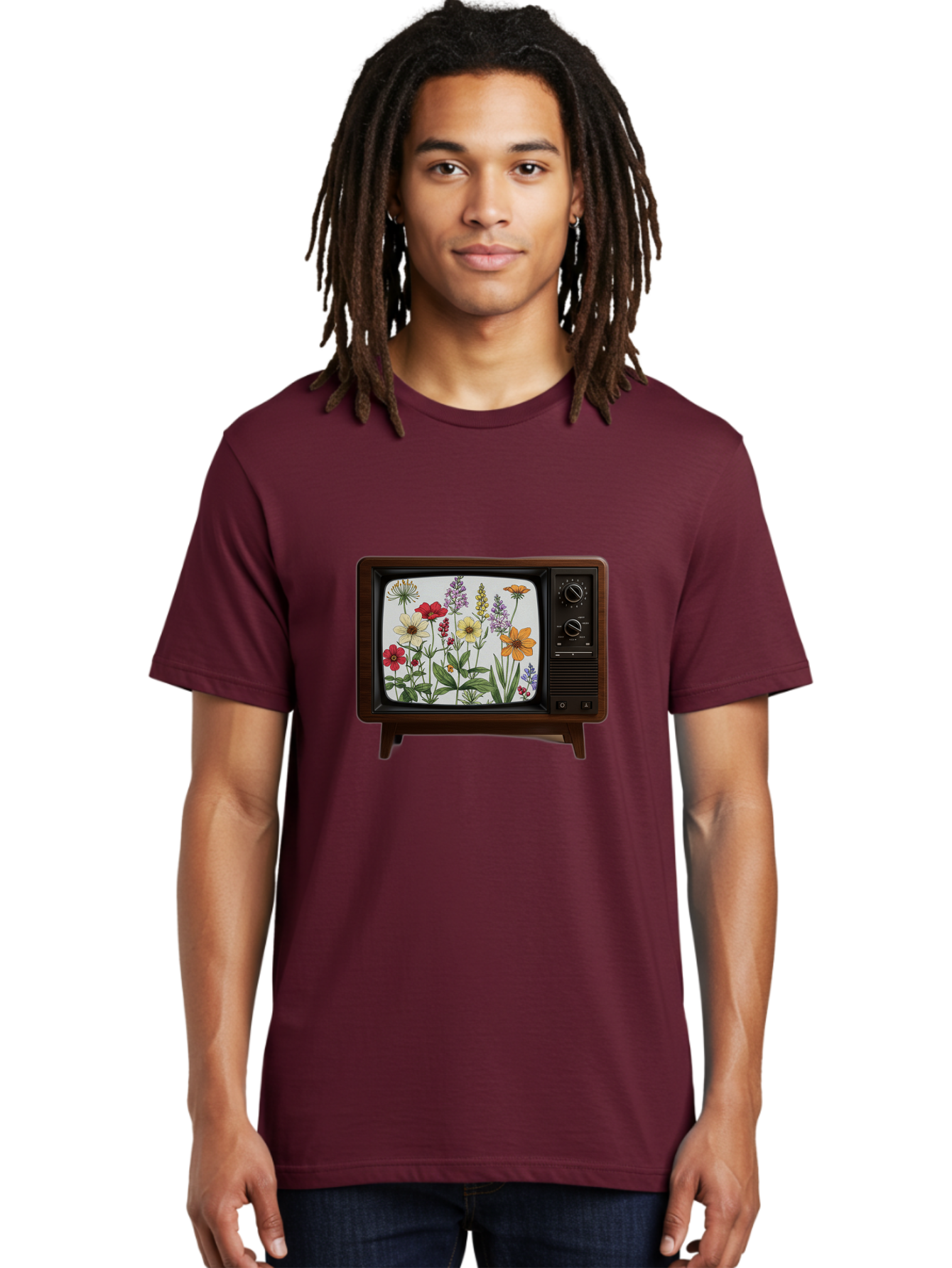 Tv-With-Flowers Men'S Graphic Tee, 100% Cotton, Comfortable Casual Summer Wear, Machine Washable, Vintage Camera, Old Camera, Antique Camera, Black Camera, Classic Photography, Photography Equipment, Nostalgic Device, Film Camera, Camera Art Bal516