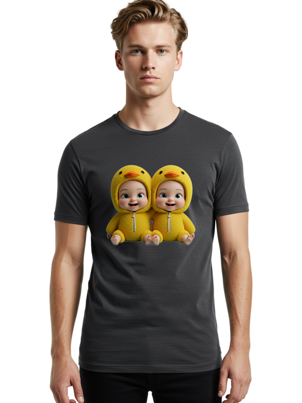 Twin-Babies-In-Duck-Costumes Men'S Graphic Tee, 100% Cotton, Comfortable Casual Summer Wear, Machine Washable, Vintage Camera, Old Camera, Antique Camera, Black Camera, Classic Photography, Photography Equipment, Nostalgic Device, Film Camera, Bal519