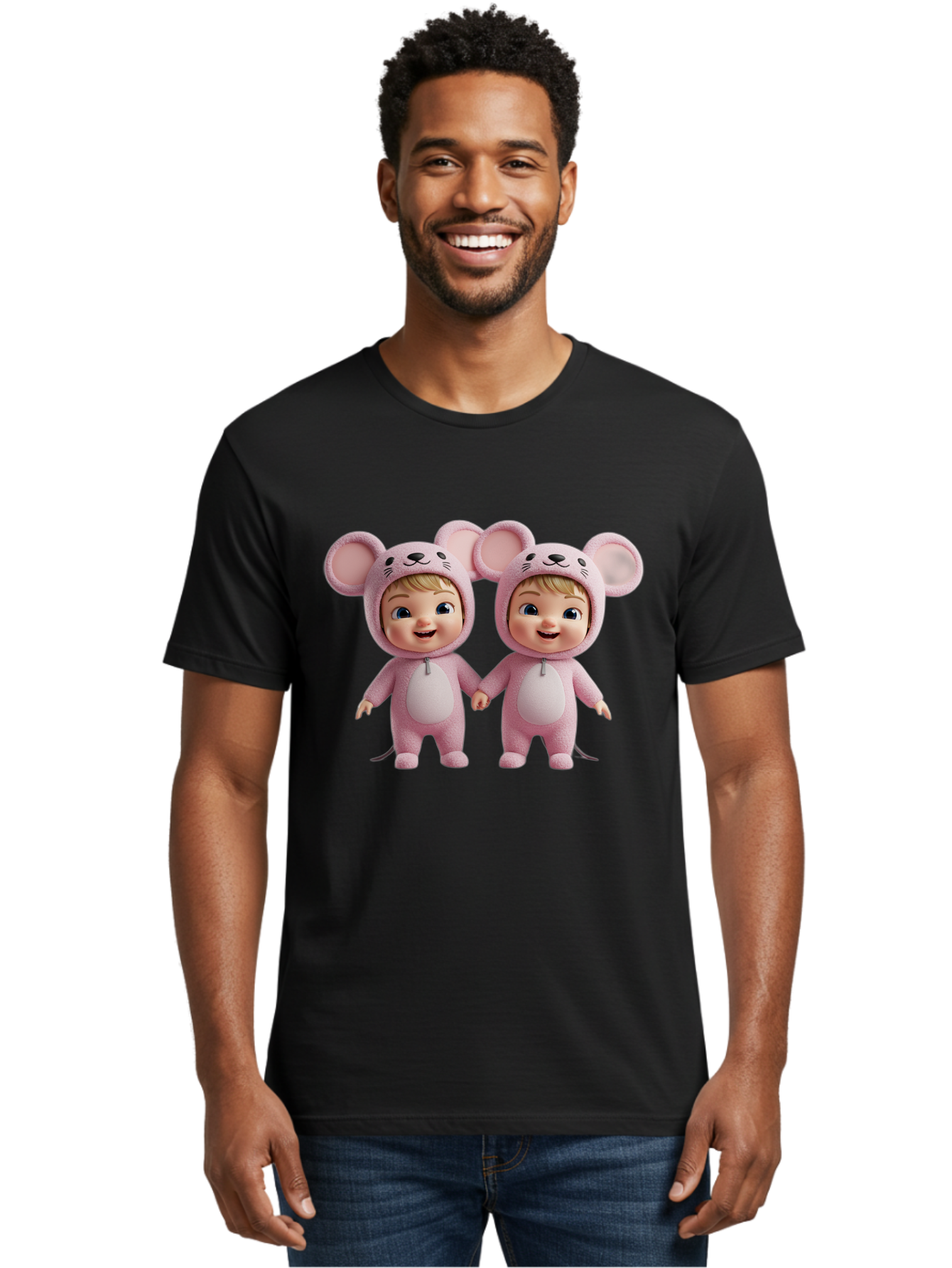 Twin-Babies-In-Pink-Mouse-Costumes Men'S Graphic Tee, 100% Cotton, Comfortable Casual Summer Wear, Machine Washable, Vintage Camera, Old Camera, Antique Camera, Black Camera, Classic Photography, Photography Equipment, Nostalgic Device, Bal521