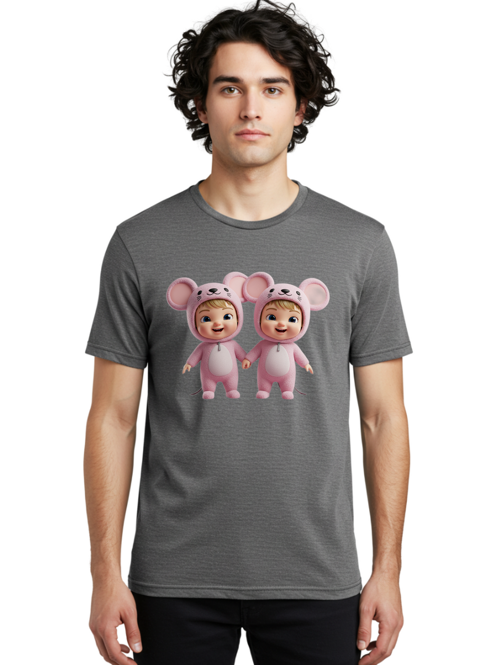 Twin-Babies-In-Pink-Mouse-Costumes Men'S Graphic Tee, 100% Cotton, Comfortable Casual Summer Wear, Machine Washable, Vintage Camera, Old Camera, Antique Camera, Black Camera, Classic Photography, Photography Equipment, Nostalgic Device, Bal521