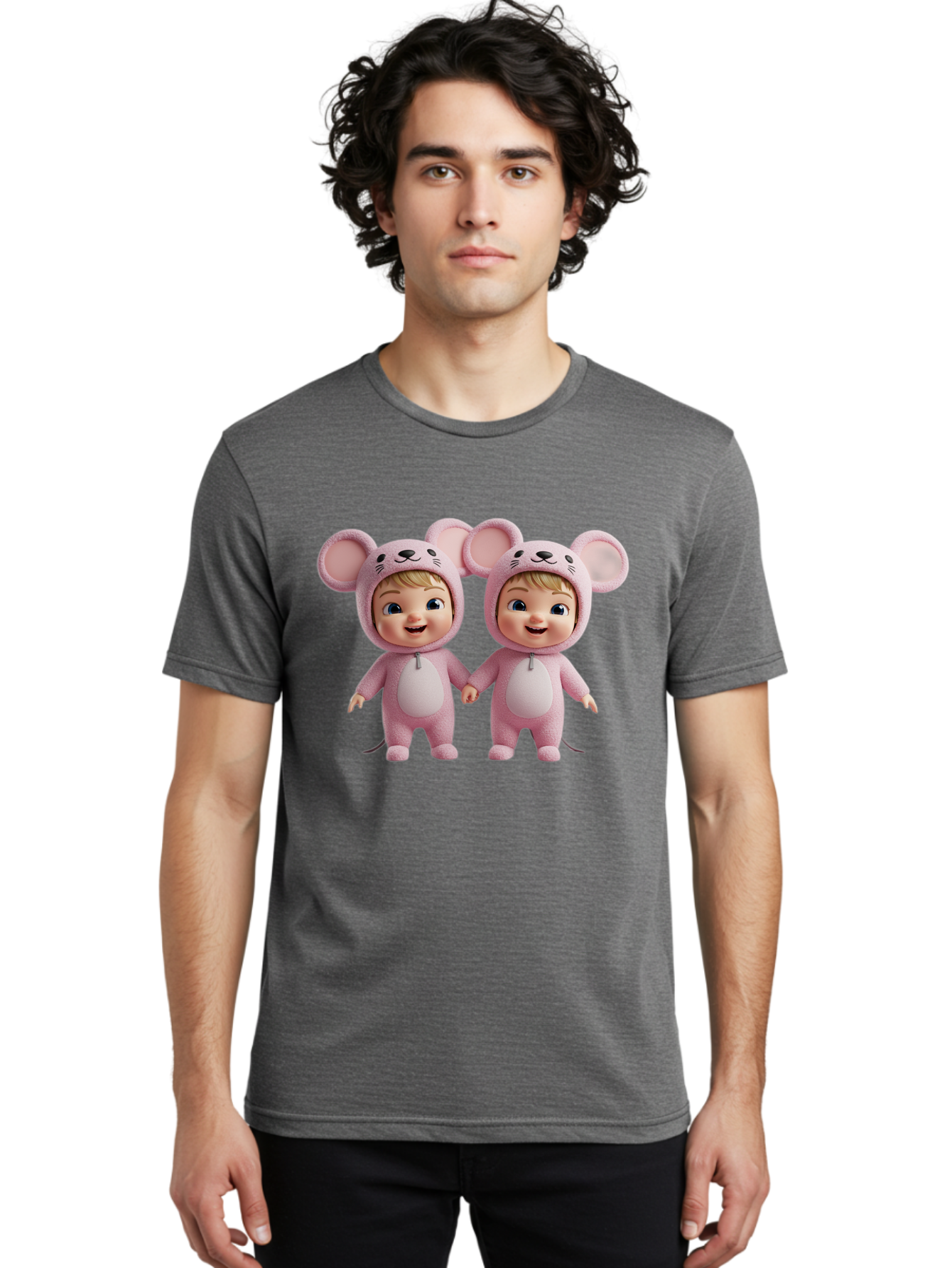 Twin-Babies-In-Pink-Mouse-Costumes Men'S Graphic Tee, 100% Cotton, Comfortable Casual Summer Wear, Machine Washable, Vintage Camera, Old Camera, Antique Camera, Black Camera, Classic Photography, Photography Equipment, Nostalgic Device, Bal521