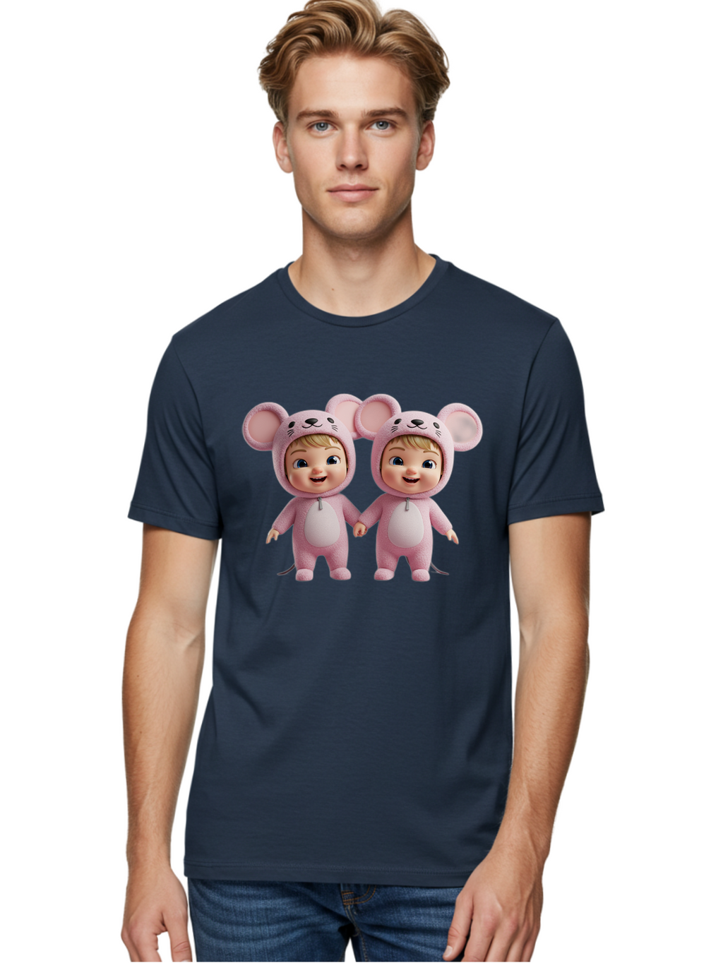 Twin-Babies-In-Pink-Mouse-Costumes Men'S Graphic Tee, 100% Cotton, Comfortable Casual Summer Wear, Machine Washable, Vintage Camera, Old Camera, Antique Camera, Black Camera, Classic Photography, Photography Equipment, Nostalgic Device, Bal521