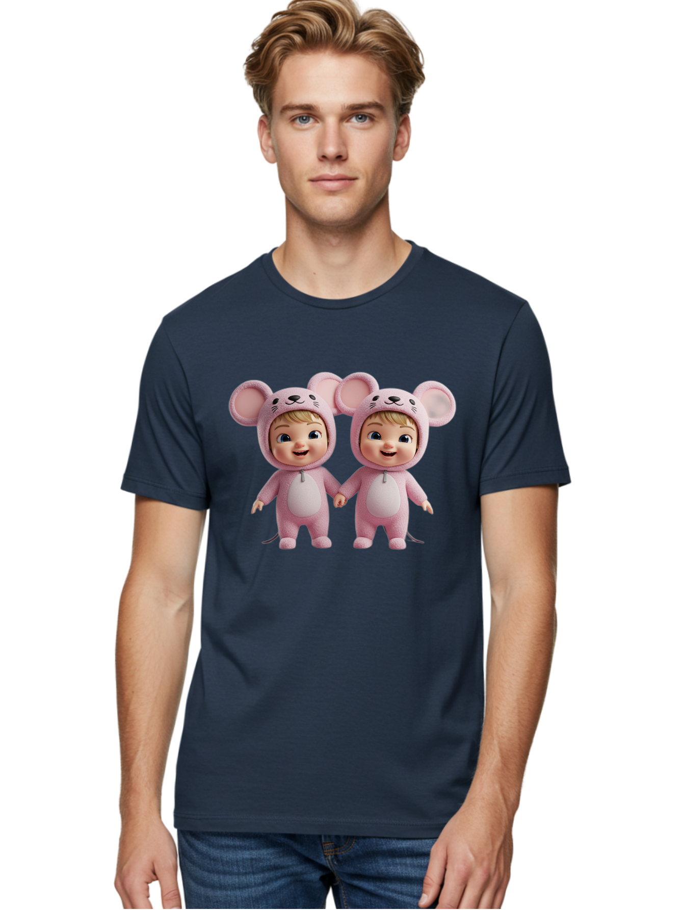 Twin-Babies-In-Pink-Mouse-Costumes Men'S Graphic Tee, 100% Cotton, Comfortable Casual Summer Wear, Machine Washable, Vintage Camera, Old Camera, Antique Camera, Black Camera, Classic Photography, Photography Equipment, Nostalgic Device, Bal521