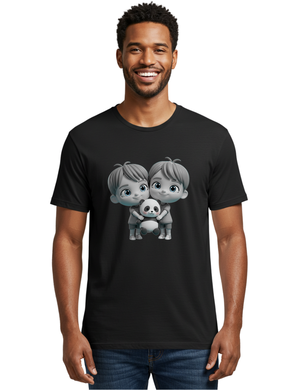 Twin-Boys-Hugging-Panda Men'S Graphic Tee, 100% Cotton, Comfortable Casual Summer Wear, Machine Washable, Vintage Camera, Old Camera, Antique Camera, Black Camera, Classic Photography, Photography Equipment, Nostalgic Device, Film Camera, Bal526