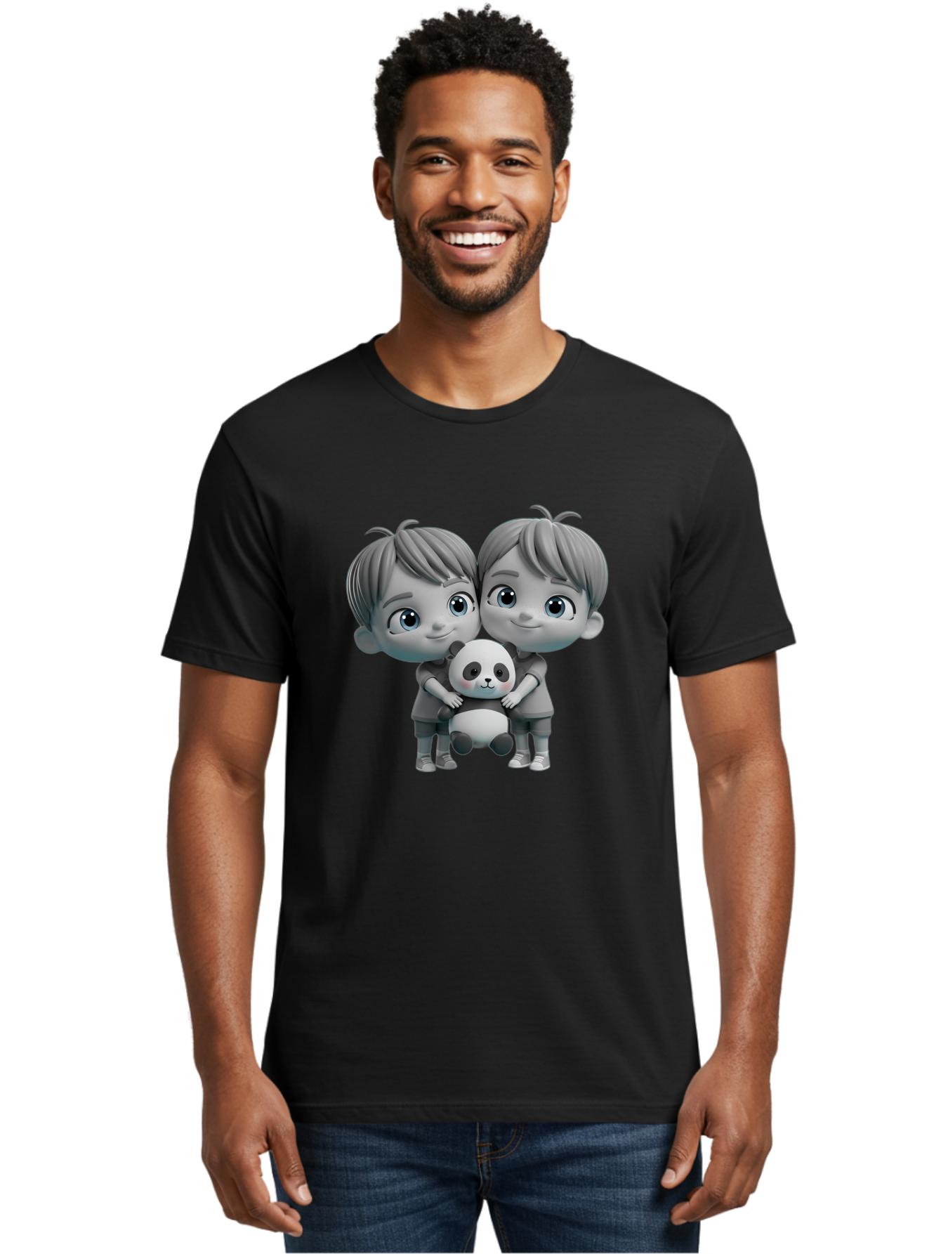 Twin-Boys-Hugging-Panda Men'S Graphic Tee, 100% Cotton, Comfortable Casual Summer Wear, Machine Washable, Vintage Camera, Old Camera, Antique Camera, Black Camera, Classic Photography, Photography Equipment, Nostalgic Device, Film Camera, Bal526