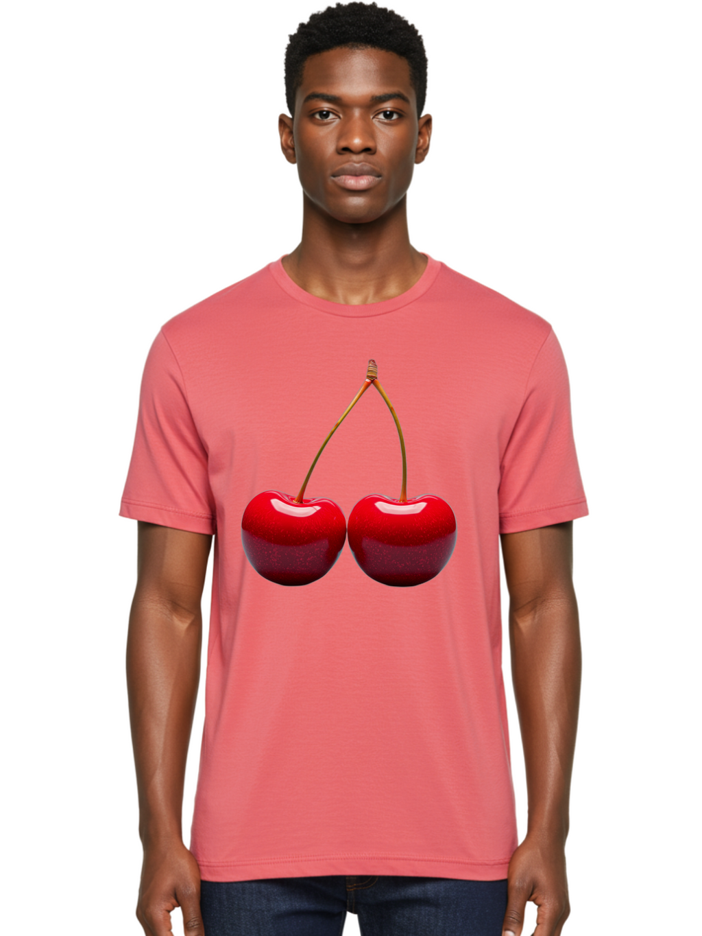 Two-Cherries-1 Men'S Graphic Tee, 100% Cotton, Comfortable Casual Summer Wear, Machine Washable, Vintage Camera, Old Camera, Antique Camera, Black Camera, Classic Photography, Photography Equipment, Nostalgic Device, Film Camera, Camera Art Bal532
