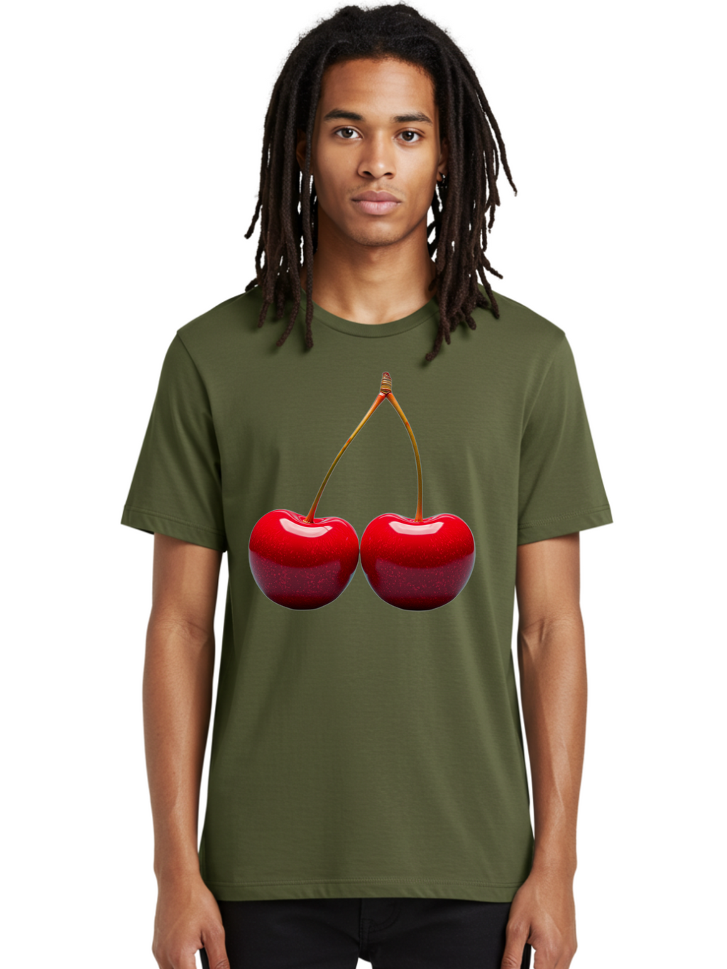 Two-Cherries-1 Men'S Graphic Tee, 100% Cotton, Comfortable Casual Summer Wear, Machine Washable, Vintage Camera, Old Camera, Antique Camera, Black Camera, Classic Photography, Photography Equipment, Nostalgic Device, Film Camera, Camera Art Bal532