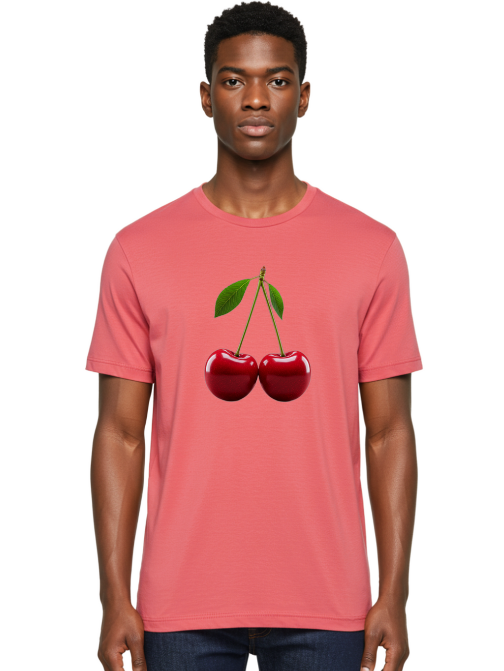 Two-Cherries-2 Men'S Graphic Tee, 100% Cotton, Comfortable Casual Summer Wear, Machine Washable, Vintage Camera, Old Camera, Antique Camera, Black Camera, Classic Photography, Photography Equipment, Nostalgic Device, Film Camera, Camera Art Bal533