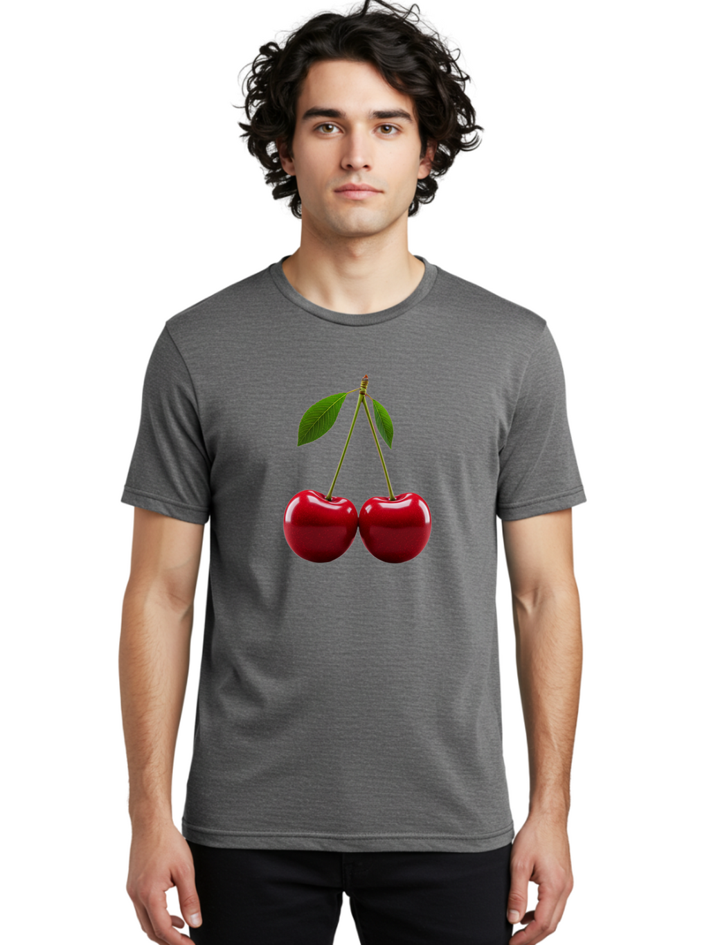 Two-Cherries-2 Men'S Graphic Tee, 100% Cotton, Comfortable Casual Summer Wear, Machine Washable, Vintage Camera, Old Camera, Antique Camera, Black Camera, Classic Photography, Photography Equipment, Nostalgic Device, Film Camera, Camera Art Bal533