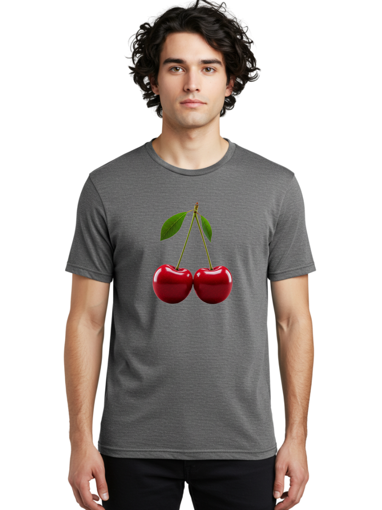 Two-Cherries-2 Men'S Graphic Tee, 100% Cotton, Comfortable Casual Summer Wear, Machine Washable, Vintage Camera, Old Camera, Antique Camera, Black Camera, Classic Photography, Photography Equipment, Nostalgic Device, Film Camera, Camera Art Bal533
