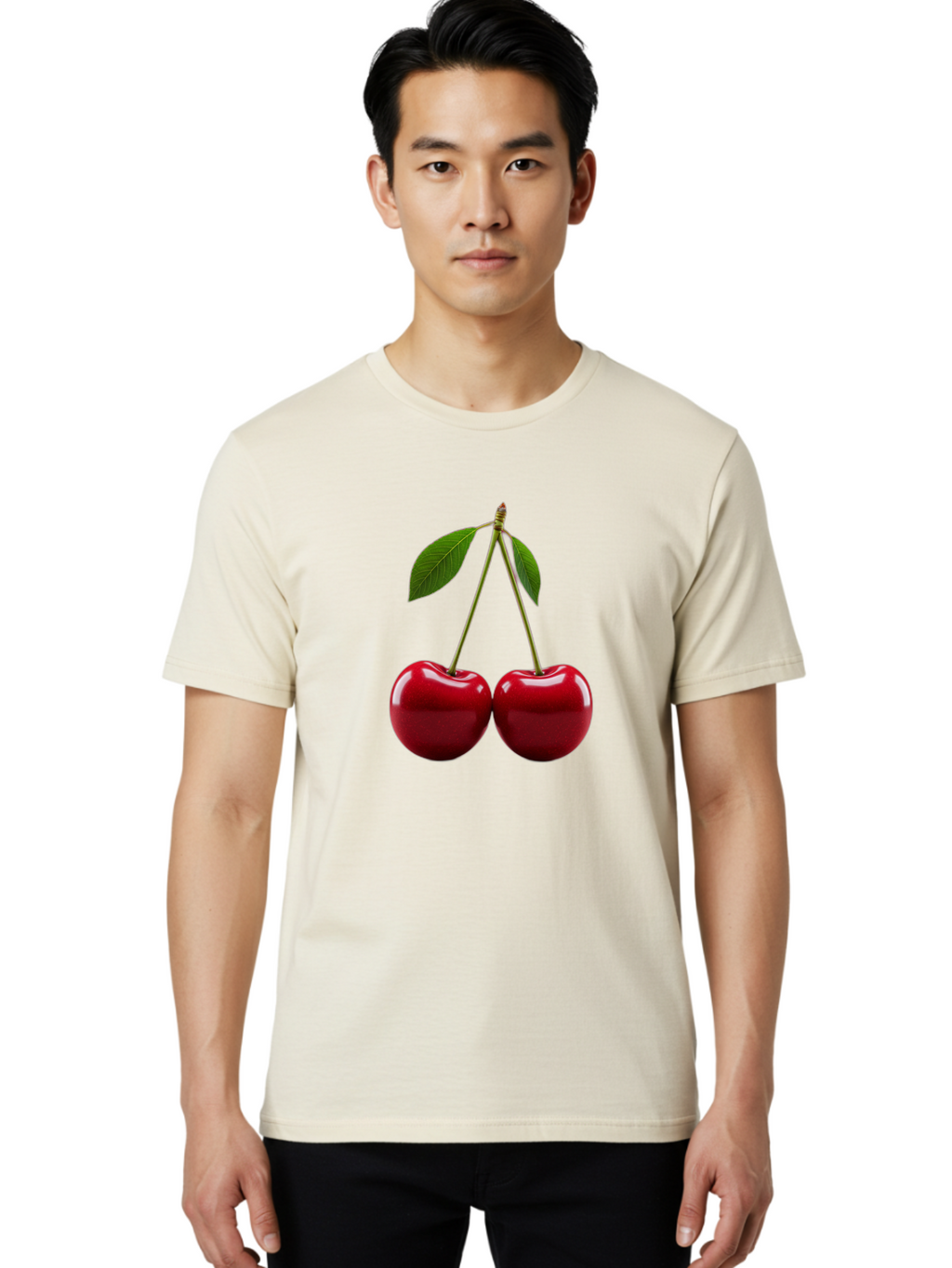 Two-Cherries-2 Men'S Graphic Tee, 100% Cotton, Comfortable Casual Summer Wear, Machine Washable, Vintage Camera, Old Camera, Antique Camera, Black Camera, Classic Photography, Photography Equipment, Nostalgic Device, Film Camera, Camera Art Bal533