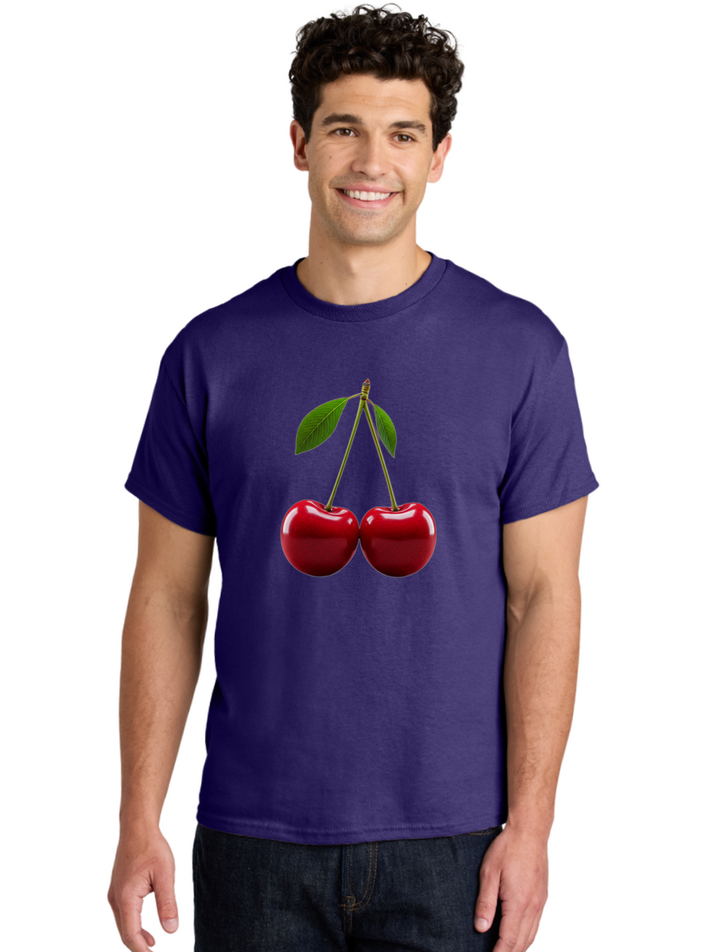 Two-Cherries-2 Men'S Graphic Tee, 100% Cotton, Comfortable Casual Summer Wear, Machine Washable, Vintage Camera, Old Camera, Antique Camera, Black Camera, Classic Photography, Photography Equipment, Nostalgic Device, Film Camera, Camera Art Bal533