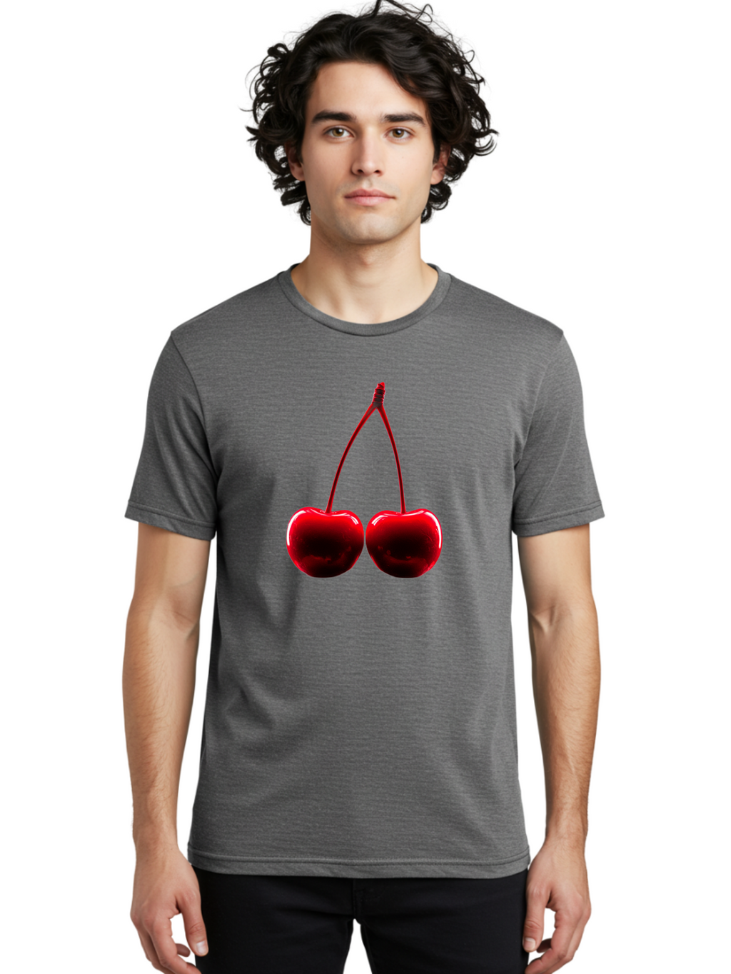 Two-Cherries-3 Men'S Graphic Tee, 100% Cotton, Comfortable Casual Summer Wear, Machine Washable, Vintage Camera, Old Camera, Antique Camera, Black Camera, Classic Photography, Photography Equipment, Nostalgic Device, Film Camera, Camera Art Bal534