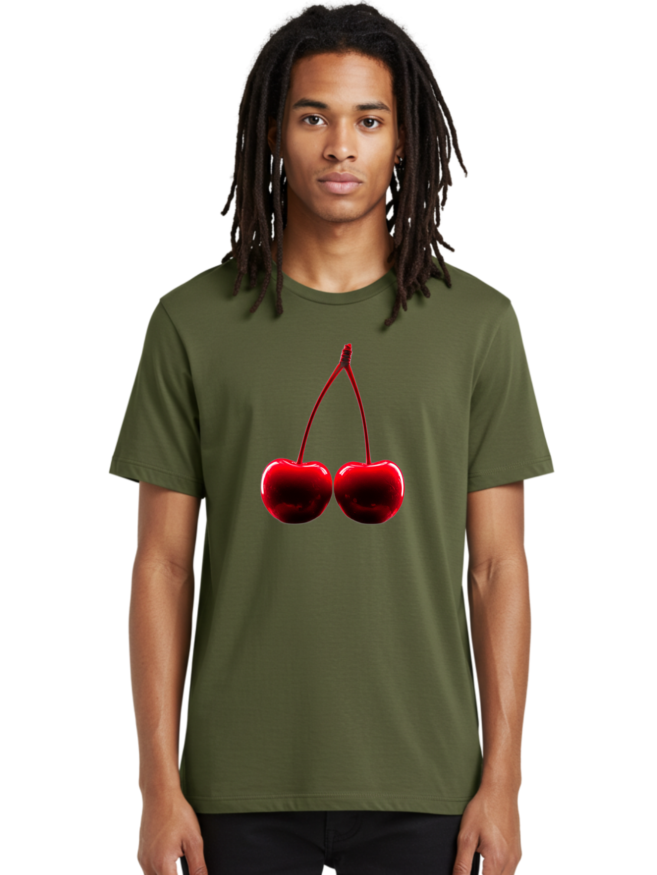 Two-Cherries-3 Men'S Graphic Tee, 100% Cotton, Comfortable Casual Summer Wear, Machine Washable, Vintage Camera, Old Camera, Antique Camera, Black Camera, Classic Photography, Photography Equipment, Nostalgic Device, Film Camera, Camera Art Bal534