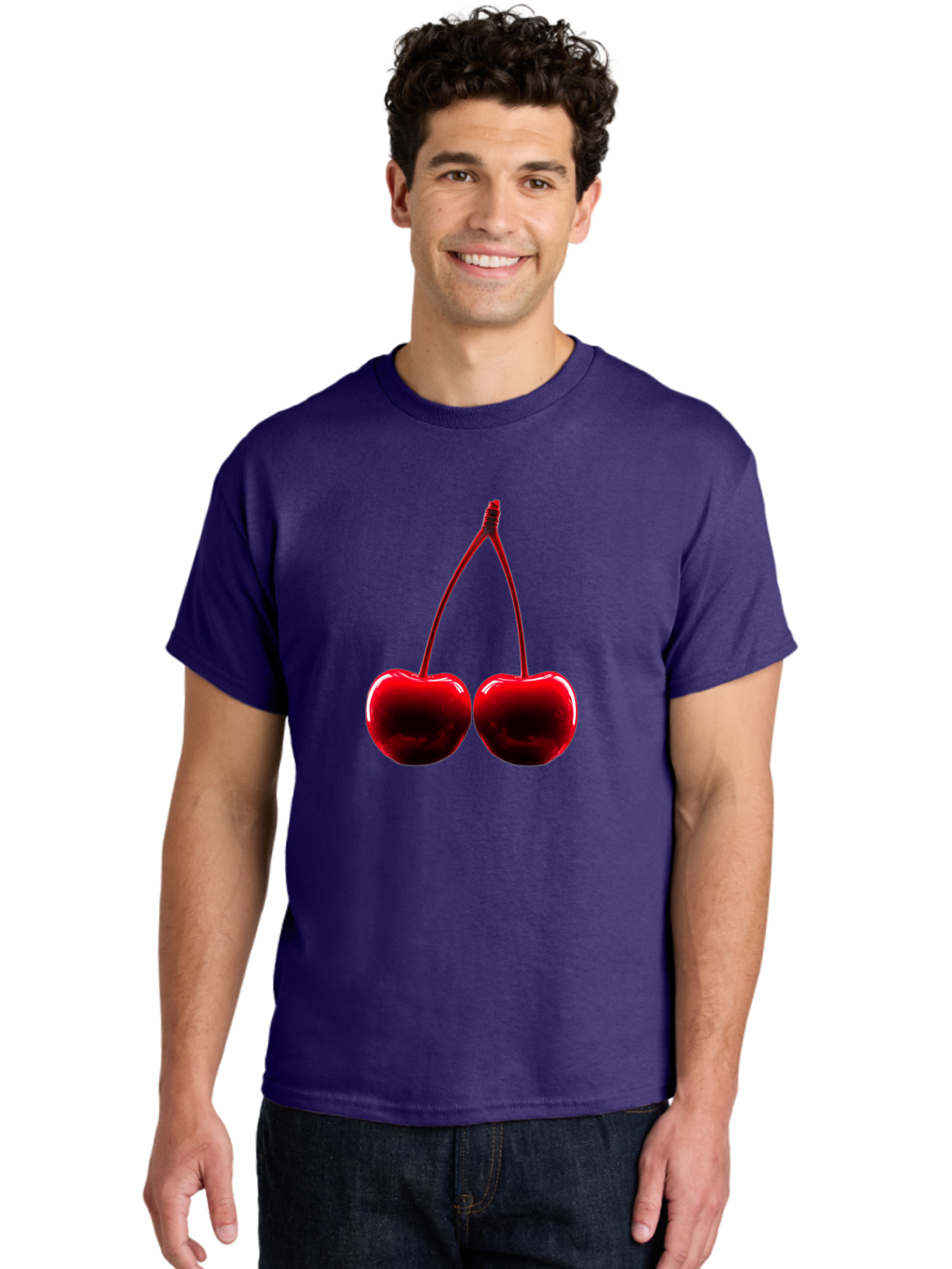 Two-Cherries-3 Men'S Graphic Tee, 100% Cotton, Comfortable Casual Summer Wear, Machine Washable, Vintage Camera, Old Camera, Antique Camera, Black Camera, Classic Photography, Photography Equipment, Nostalgic Device, Film Camera, Camera Art Bal534