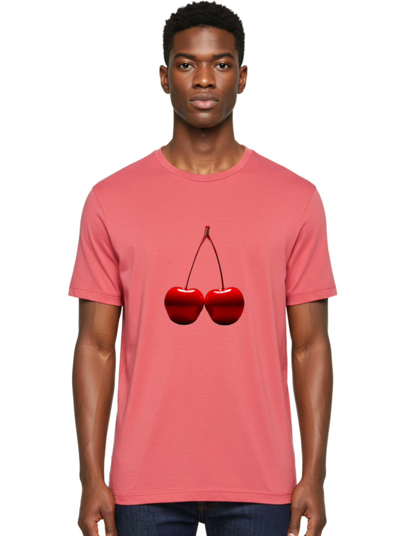 Two-Cherries-4 Men'S Graphic Tee, 100% Cotton, Comfortable Casual Summer Wear, Machine Washable, Vintage Camera, Old Camera, Antique Camera, Black Camera, Classic Photography, Photography Equipment, Nostalgic Device, Film Camera, Camera Art Bal535