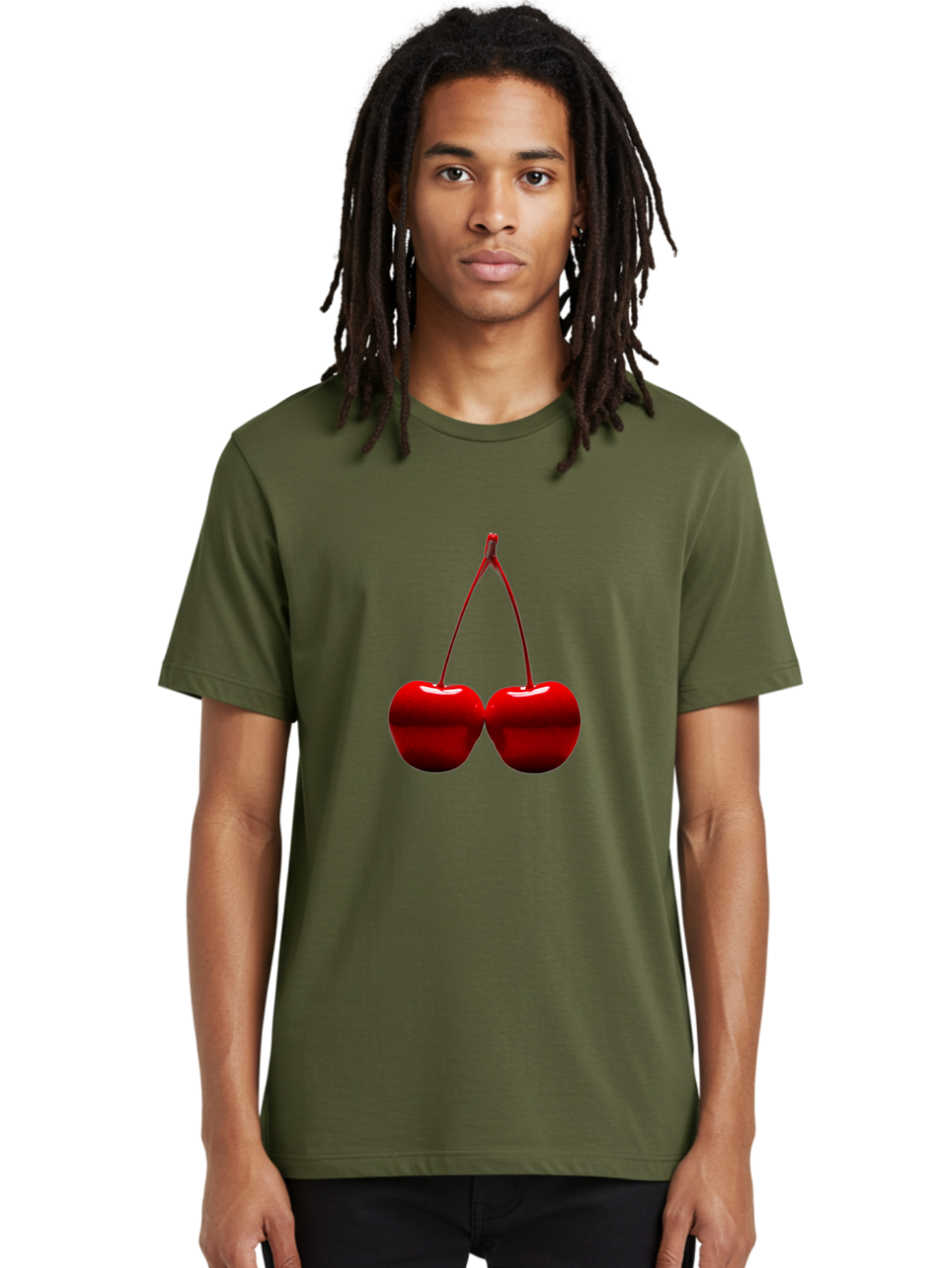 Two-Cherries-4 Men'S Graphic Tee, 100% Cotton, Comfortable Casual Summer Wear, Machine Washable, Vintage Camera, Old Camera, Antique Camera, Black Camera, Classic Photography, Photography Equipment, Nostalgic Device, Film Camera, Camera Art Bal535
