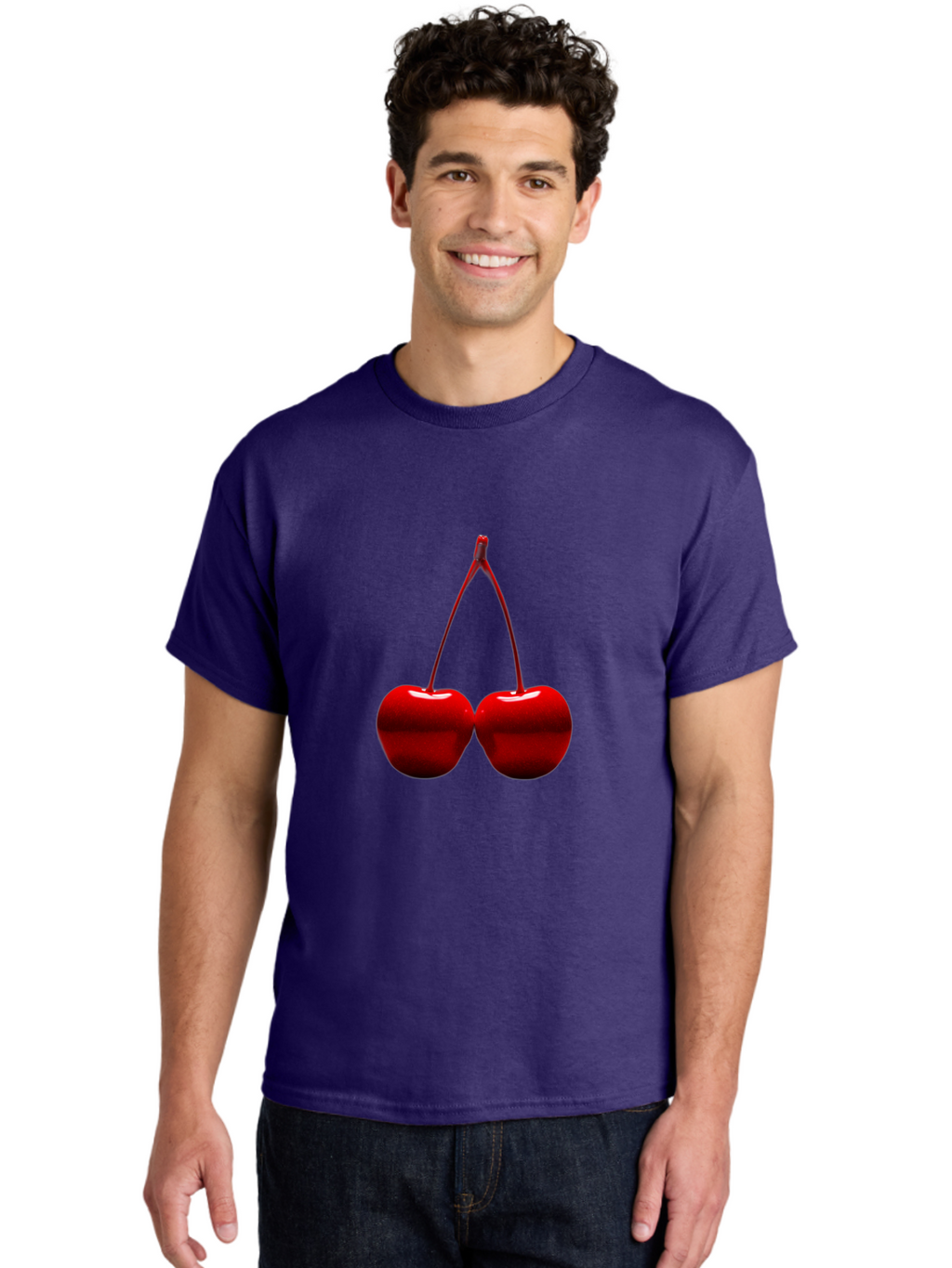 Two-Cherries-4 Men'S Graphic Tee, 100% Cotton, Comfortable Casual Summer Wear, Machine Washable, Vintage Camera, Old Camera, Antique Camera, Black Camera, Classic Photography, Photography Equipment, Nostalgic Device, Film Camera, Camera Art Bal535