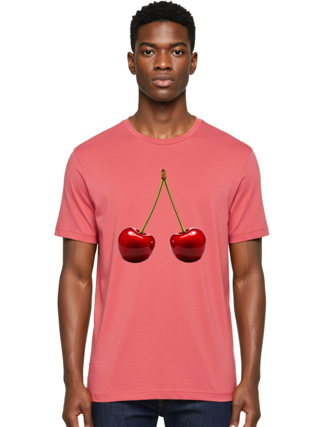 Two-Cherries-5 Men'S Graphic Tee, 100% Cotton, Comfortable Casual Summer Wear, Machine Washable, Vintage Camera, Old Camera, Antique Camera, Black Camera, Classic Photography, Photography Equipment, Nostalgic Device, Film Camera, Camera Art Bal536