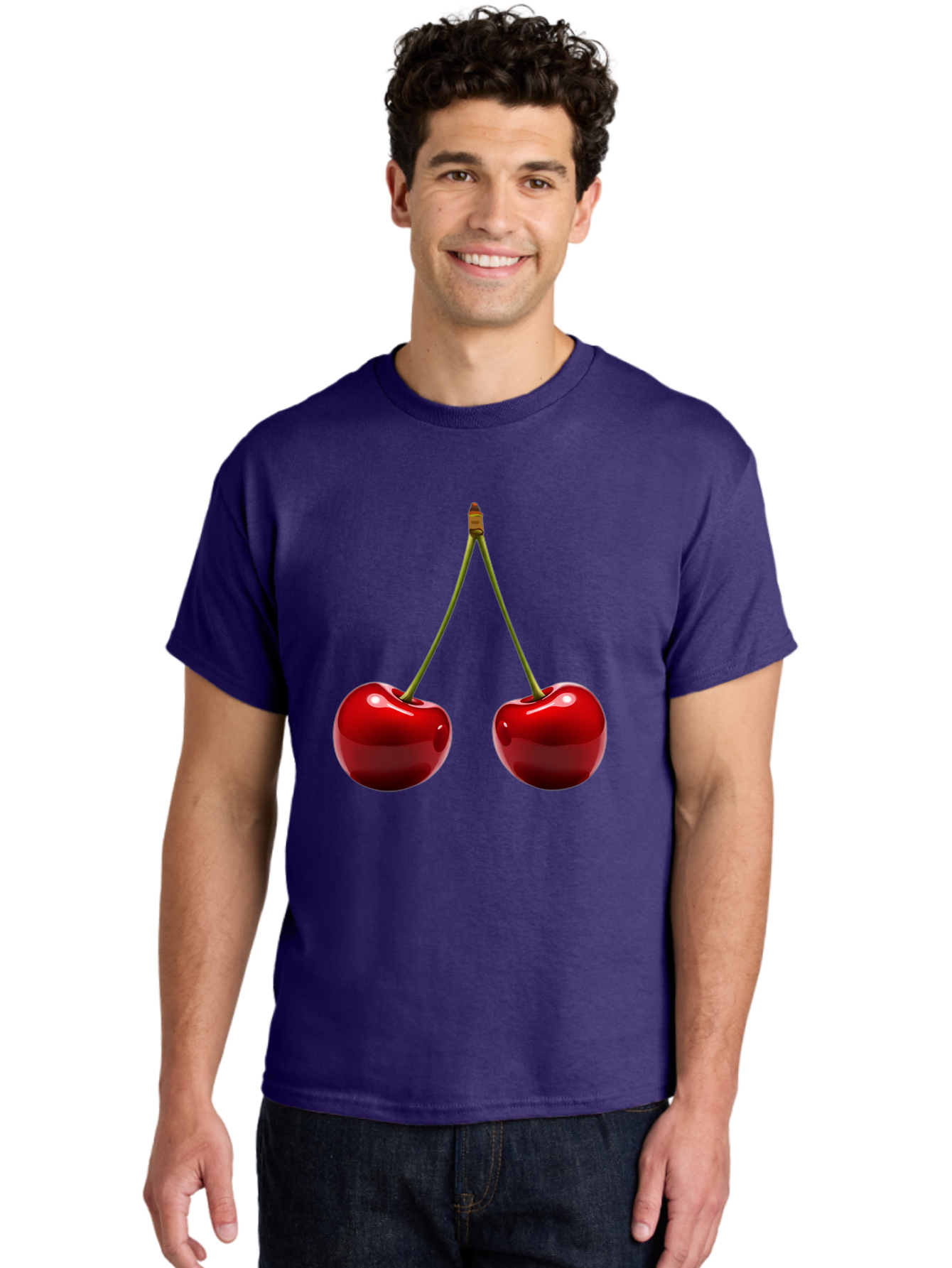Two-Cherries-5 Men'S Graphic Tee, 100% Cotton, Comfortable Casual Summer Wear, Machine Washable, Vintage Camera, Old Camera, Antique Camera, Black Camera, Classic Photography, Photography Equipment, Nostalgic Device, Film Camera, Camera Art Bal536