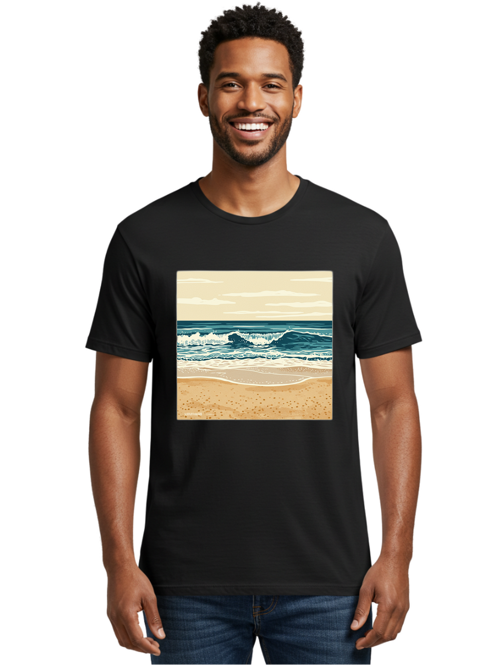 Unplugged-Beach-Scene Men'S Graphic Tee, 100% Cotton, Comfortable Casual Summer Wear, Machine Washable, Vintage Camera, Old Camera, Antique Camera, Black Camera, Classic Photography, Photography Equipment, Nostalgic Device, Film Camera, Bal551
