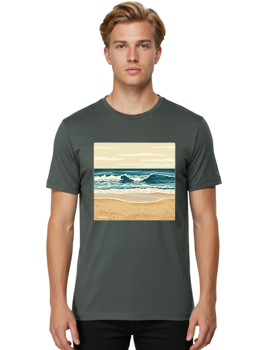 Unplugged-Beach-Scene Men'S Graphic Tee, 100% Cotton, Comfortable Casual Summer Wear, Machine Washable, Vintage Camera, Old Camera, Antique Camera, Black Camera, Classic Photography, Photography Equipment, Nostalgic Device, Film Camera, Bal551