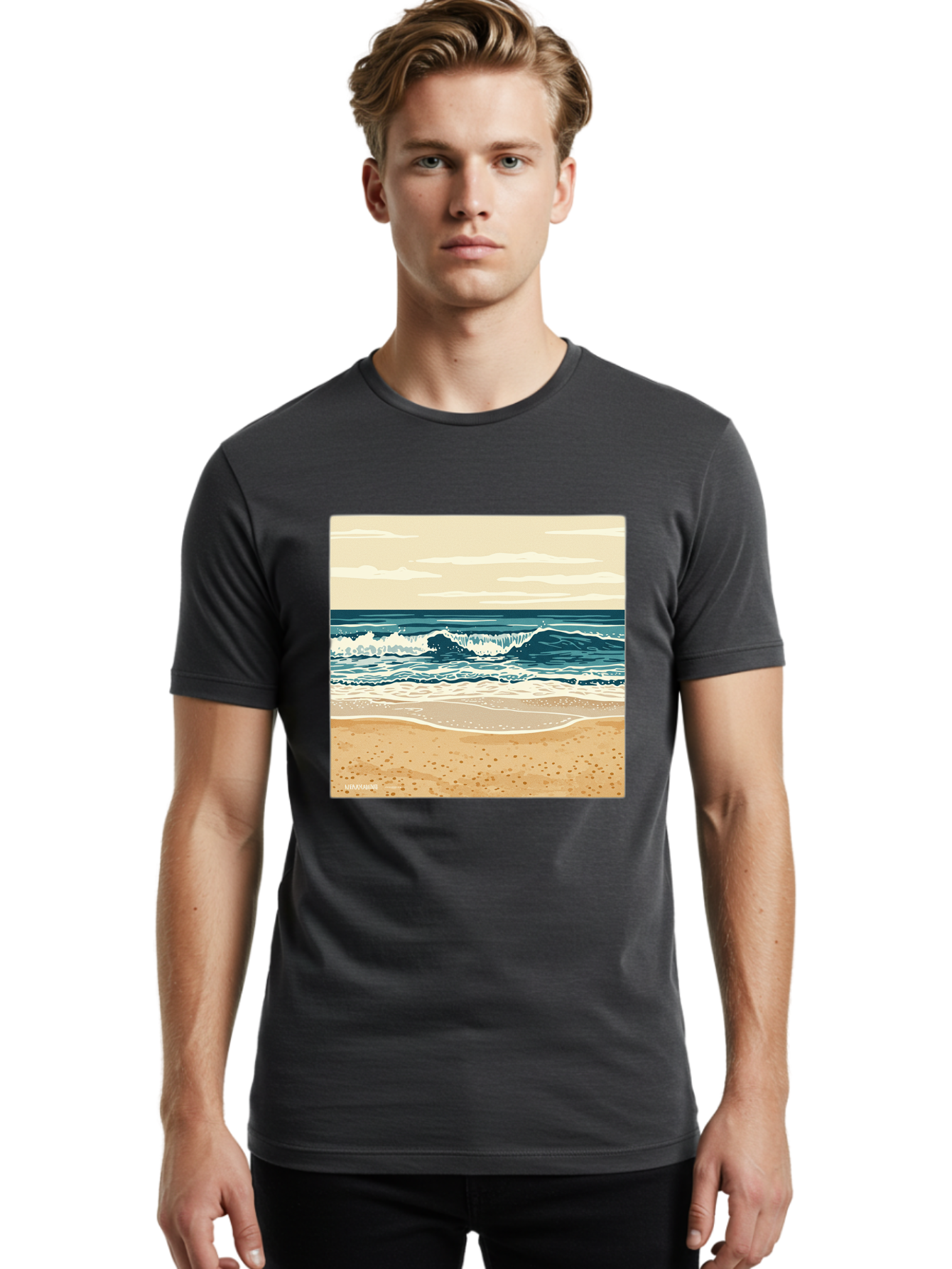 Unplugged-Beach-Scene Men'S Graphic Tee, 100% Cotton, Comfortable Casual Summer Wear, Machine Washable, Vintage Camera, Old Camera, Antique Camera, Black Camera, Classic Photography, Photography Equipment, Nostalgic Device, Film Camera, Bal551