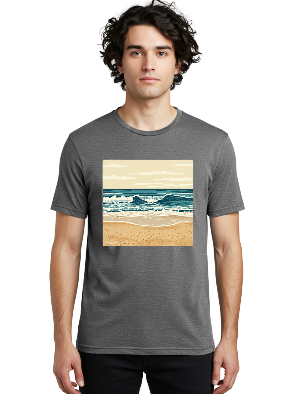 Unplugged-Beach-Scene Men'S Graphic Tee, 100% Cotton, Comfortable Casual Summer Wear, Machine Washable, Vintage Camera, Old Camera, Antique Camera, Black Camera, Classic Photography, Photography Equipment, Nostalgic Device, Film Camera, Bal551