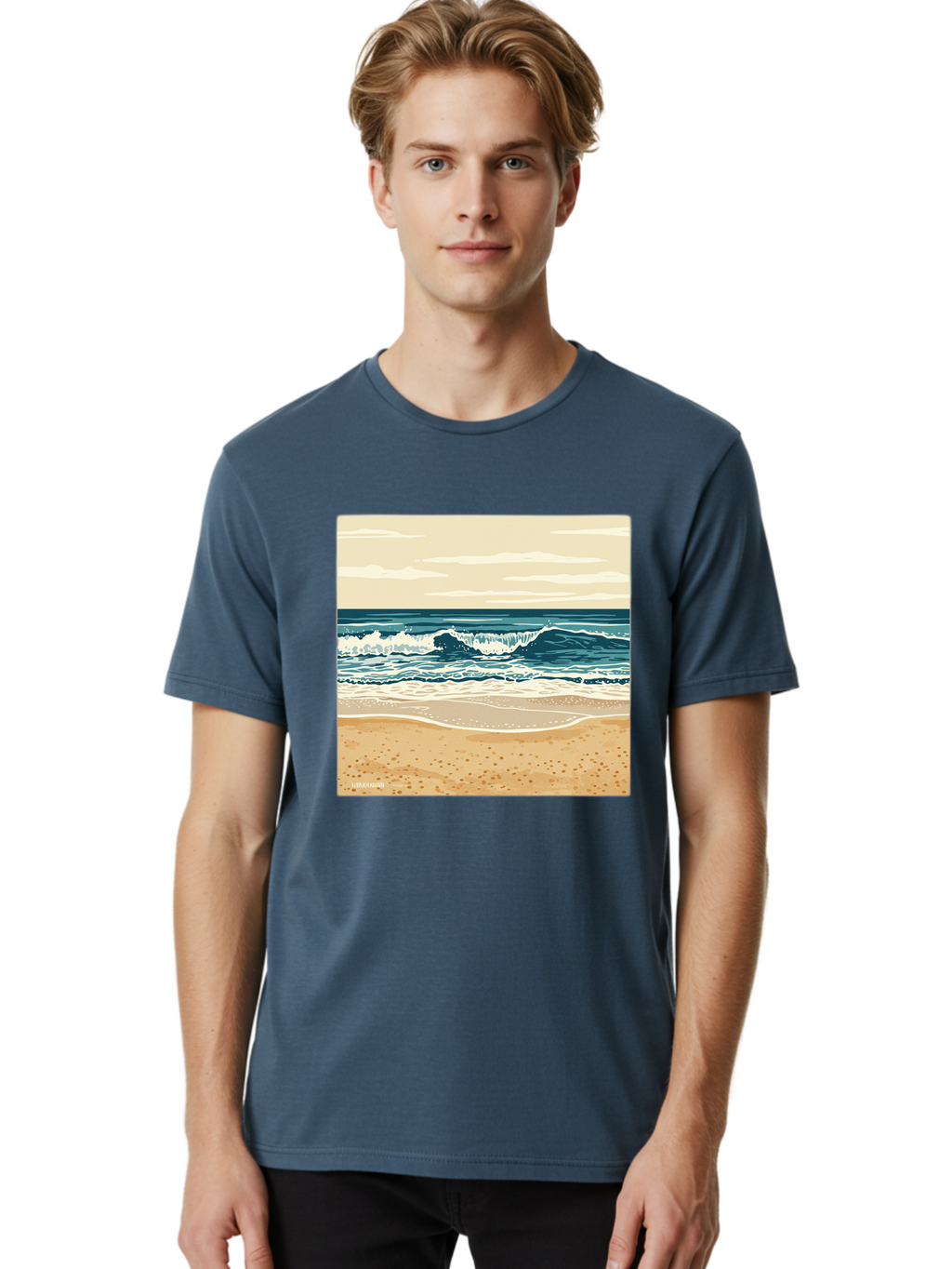 Unplugged-Beach-Scene Men'S Graphic Tee, 100% Cotton, Comfortable Casual Summer Wear, Machine Washable, Vintage Camera, Old Camera, Antique Camera, Black Camera, Classic Photography, Photography Equipment, Nostalgic Device, Film Camera, Bal551