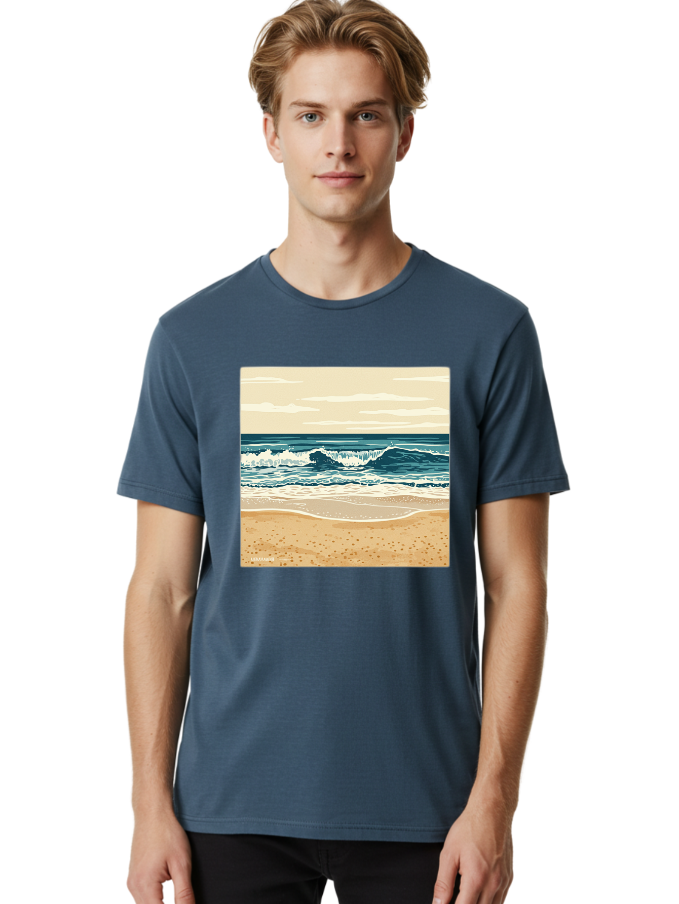 Unplugged-Beach-Scene Men'S Graphic Tee, 100% Cotton, Comfortable Casual Summer Wear, Machine Washable, Vintage Camera, Old Camera, Antique Camera, Black Camera, Classic Photography, Photography Equipment, Nostalgic Device, Film Camera, Bal551