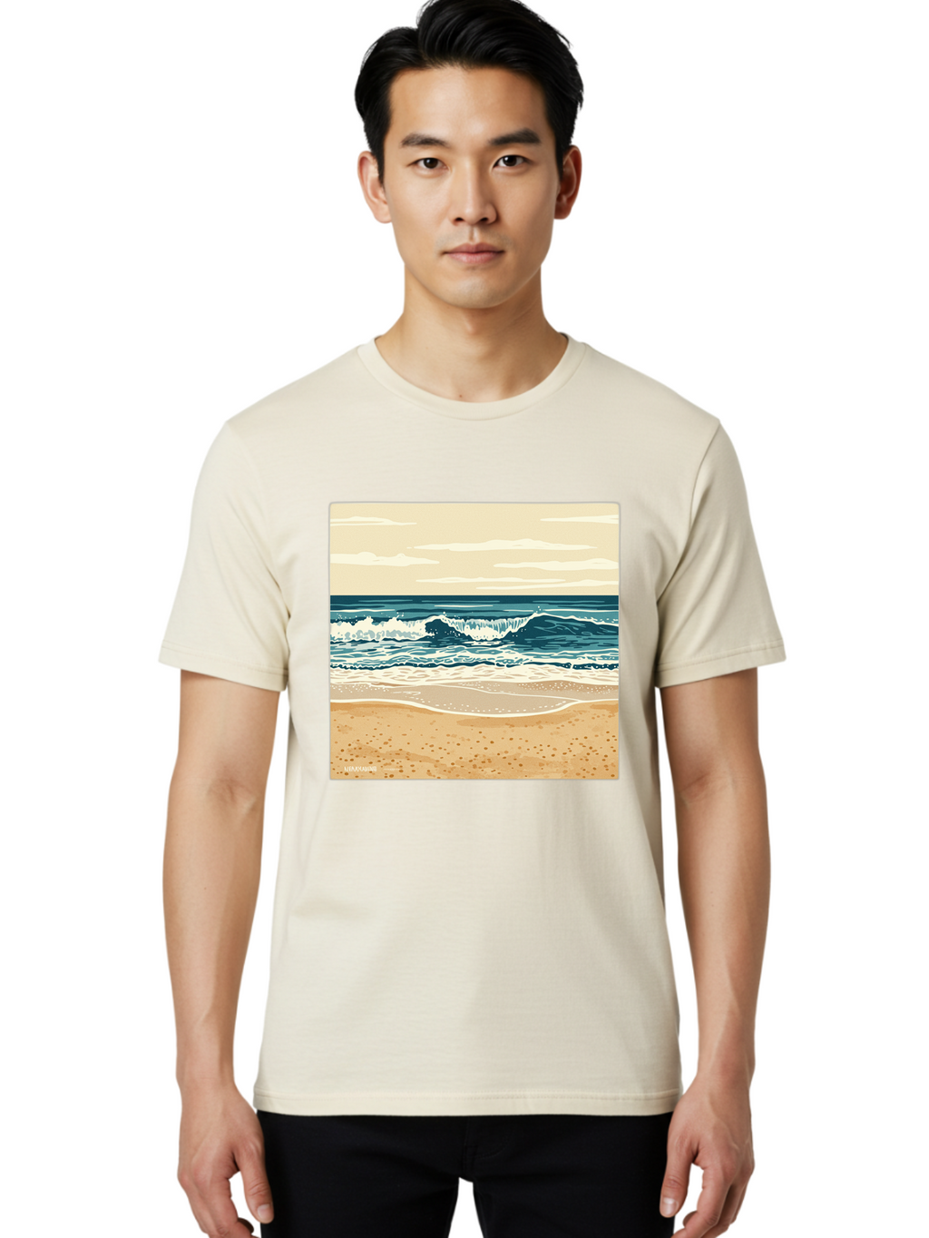 Unplugged-Beach-Scene Men'S Graphic Tee, 100% Cotton, Comfortable Casual Summer Wear, Machine Washable, Vintage Camera, Old Camera, Antique Camera, Black Camera, Classic Photography, Photography Equipment, Nostalgic Device, Film Camera, Bal551