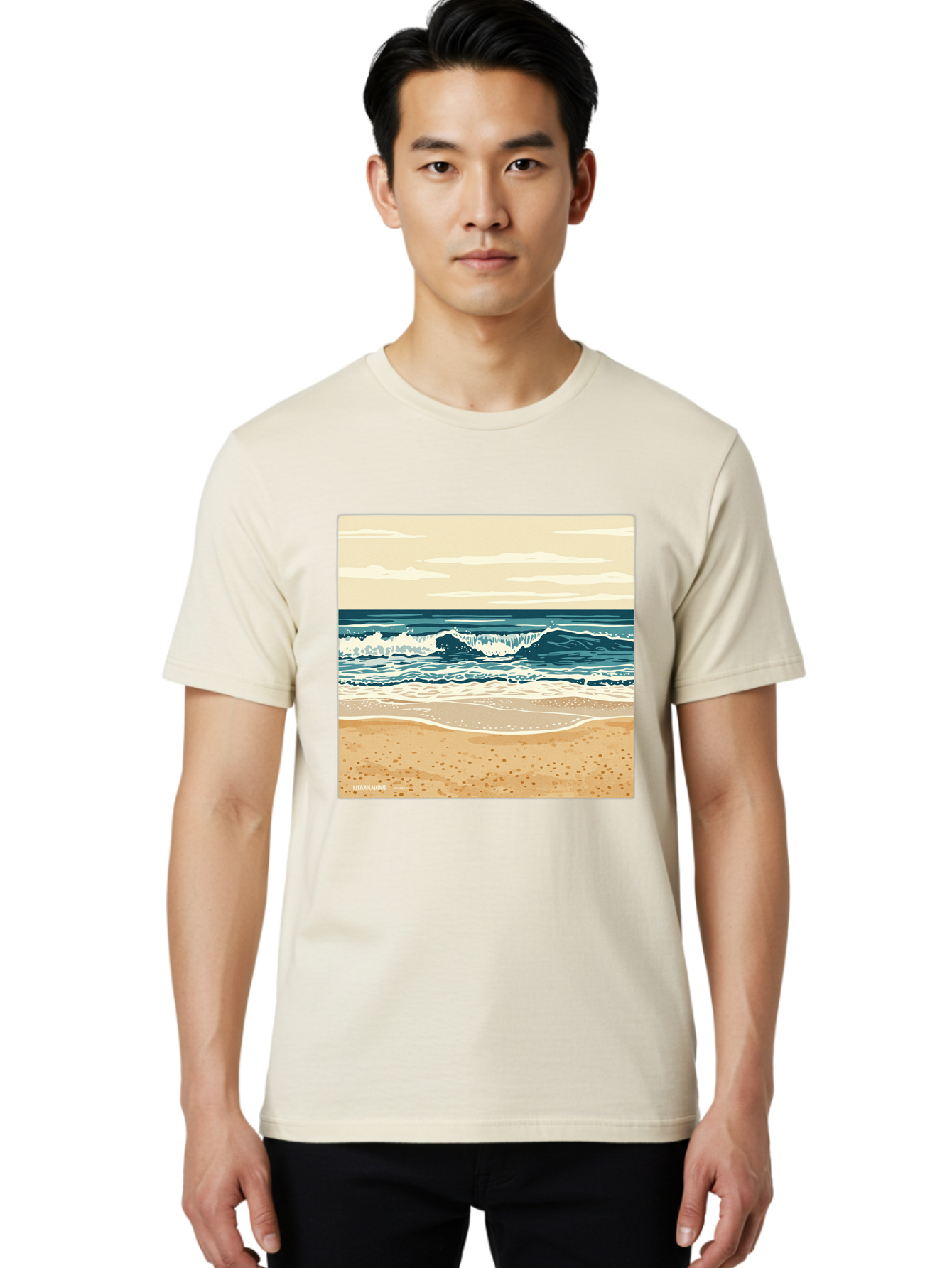 Unplugged-Beach-Scene Men'S Graphic Tee, 100% Cotton, Comfortable Casual Summer Wear, Machine Washable, Vintage Camera, Old Camera, Antique Camera, Black Camera, Classic Photography, Photography Equipment, Nostalgic Device, Film Camera, Bal551