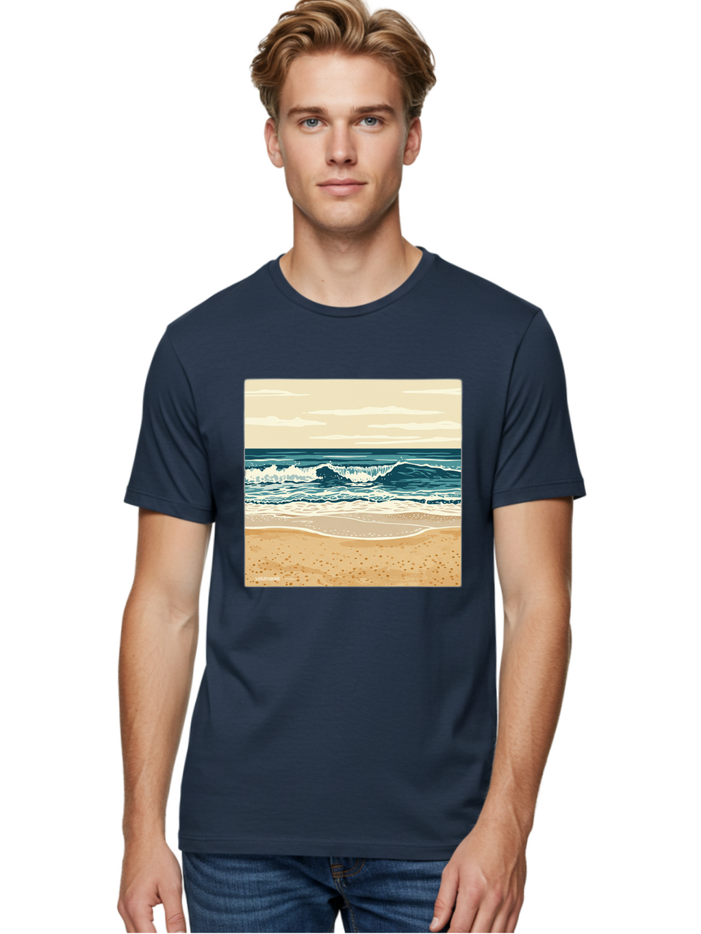 Unplugged-Beach-Scene Men'S Graphic Tee, 100% Cotton, Comfortable Casual Summer Wear, Machine Washable, Vintage Camera, Old Camera, Antique Camera, Black Camera, Classic Photography, Photography Equipment, Nostalgic Device, Film Camera, Bal551
