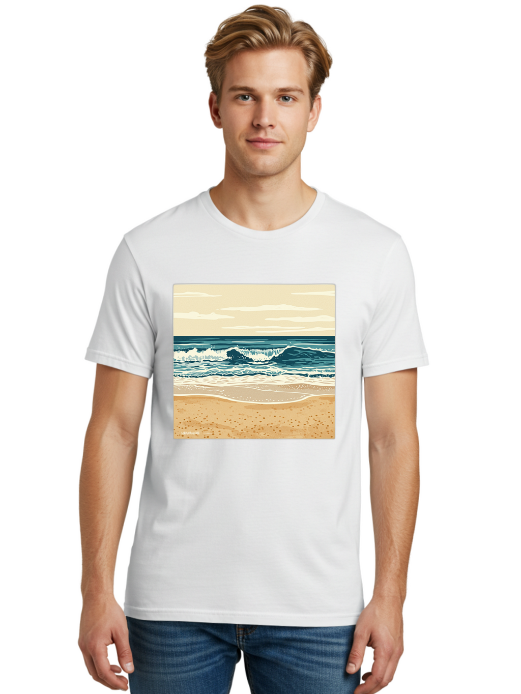 Unplugged-Beach-Scene Men'S Graphic Tee, 100% Cotton, Comfortable Casual Summer Wear, Machine Washable, Vintage Camera, Old Camera, Antique Camera, Black Camera, Classic Photography, Photography Equipment, Nostalgic Device, Film Camera, Bal551