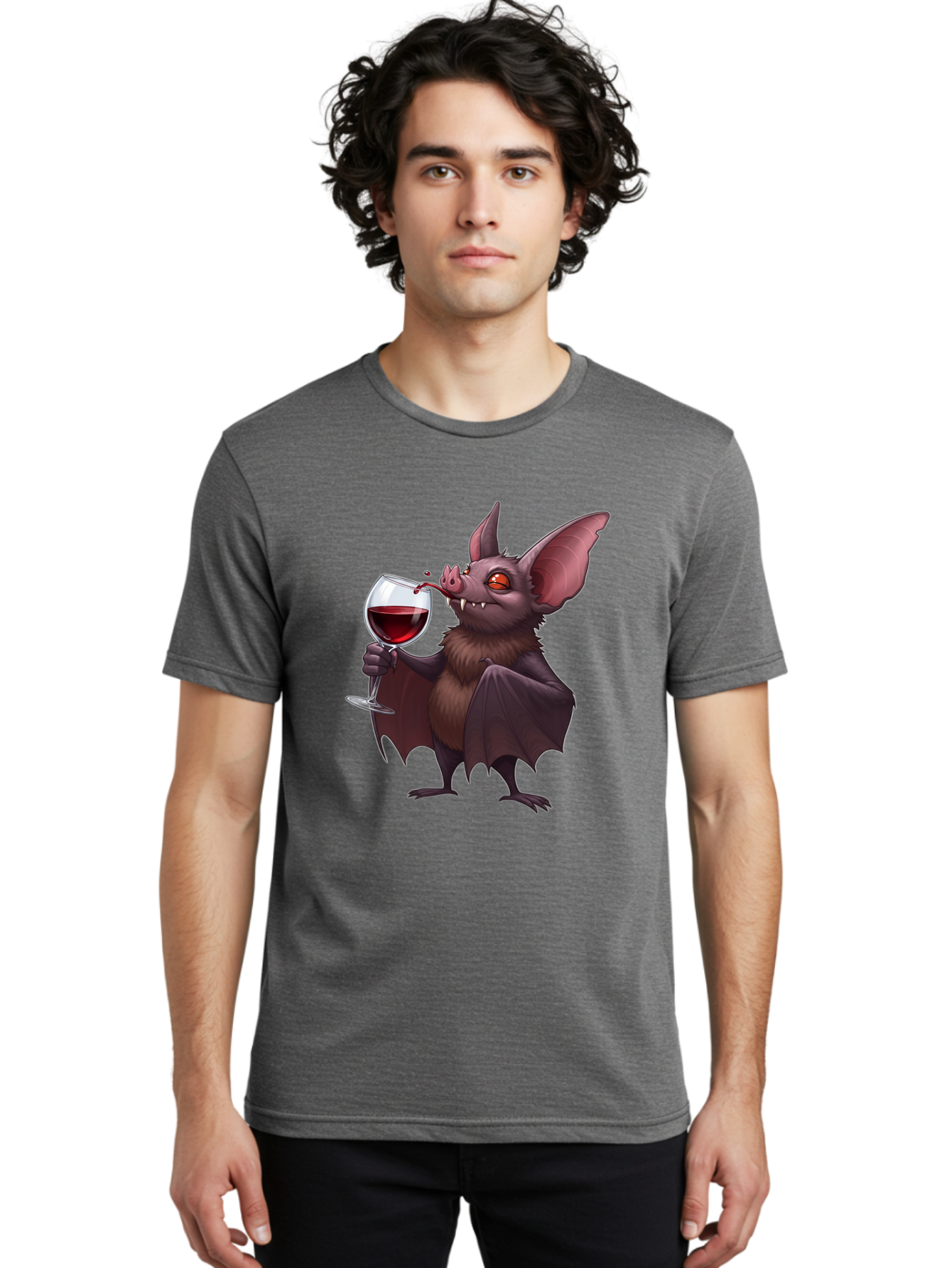 Vampire-Bat-Drinking-Wine Men'S Graphic Tee, 100% Cotton, Comfortable Casual Summer Wear, Machine Washable, Vintage Camera, Old Camera, Antique Camera, Black Camera, Classic Photography, Photography Equipment, Nostalgic Device, Film Camera, Bal553