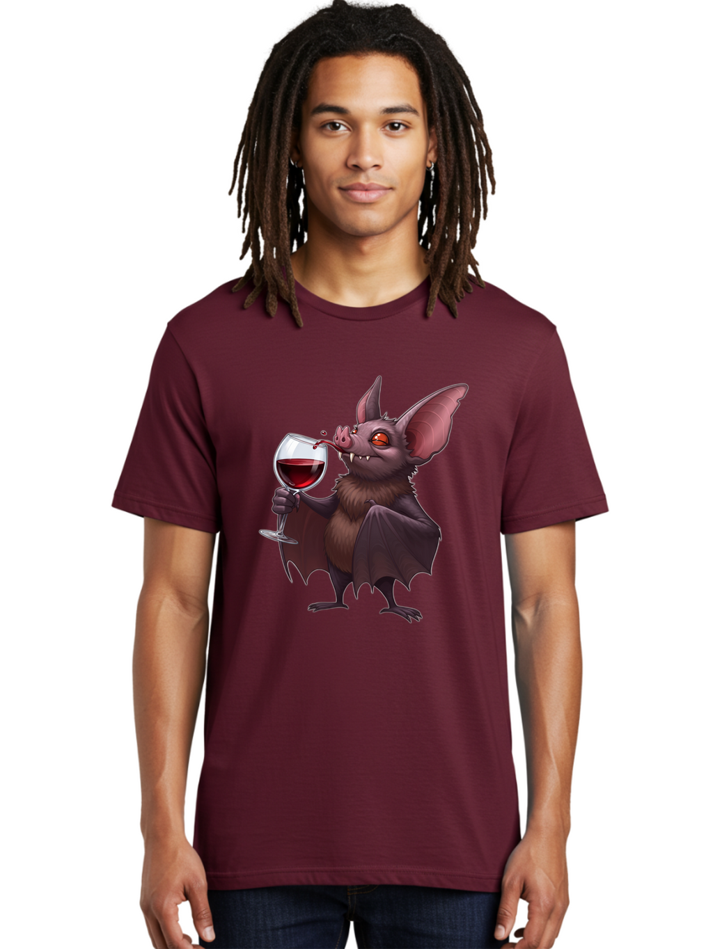 Vampire-Bat-Drinking-Wine Men'S Graphic Tee, 100% Cotton, Comfortable Casual Summer Wear, Machine Washable, Vintage Camera, Old Camera, Antique Camera, Black Camera, Classic Photography, Photography Equipment, Nostalgic Device, Film Camera, Bal553