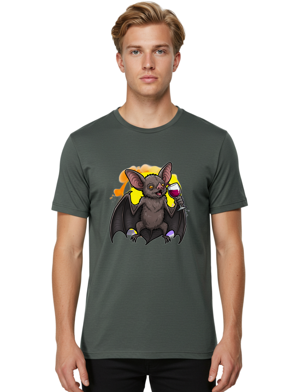 Vampire-Bat-Wine Men'S Graphic Tee, 100% Cotton, Comfortable Casual Summer Wear, Machine Washable, Vintage Camera, Old Camera, Antique Camera, Black Camera, Classic Photography, Photography Equipment, Nostalgic Device, Film Camera, Camera Art Bal555