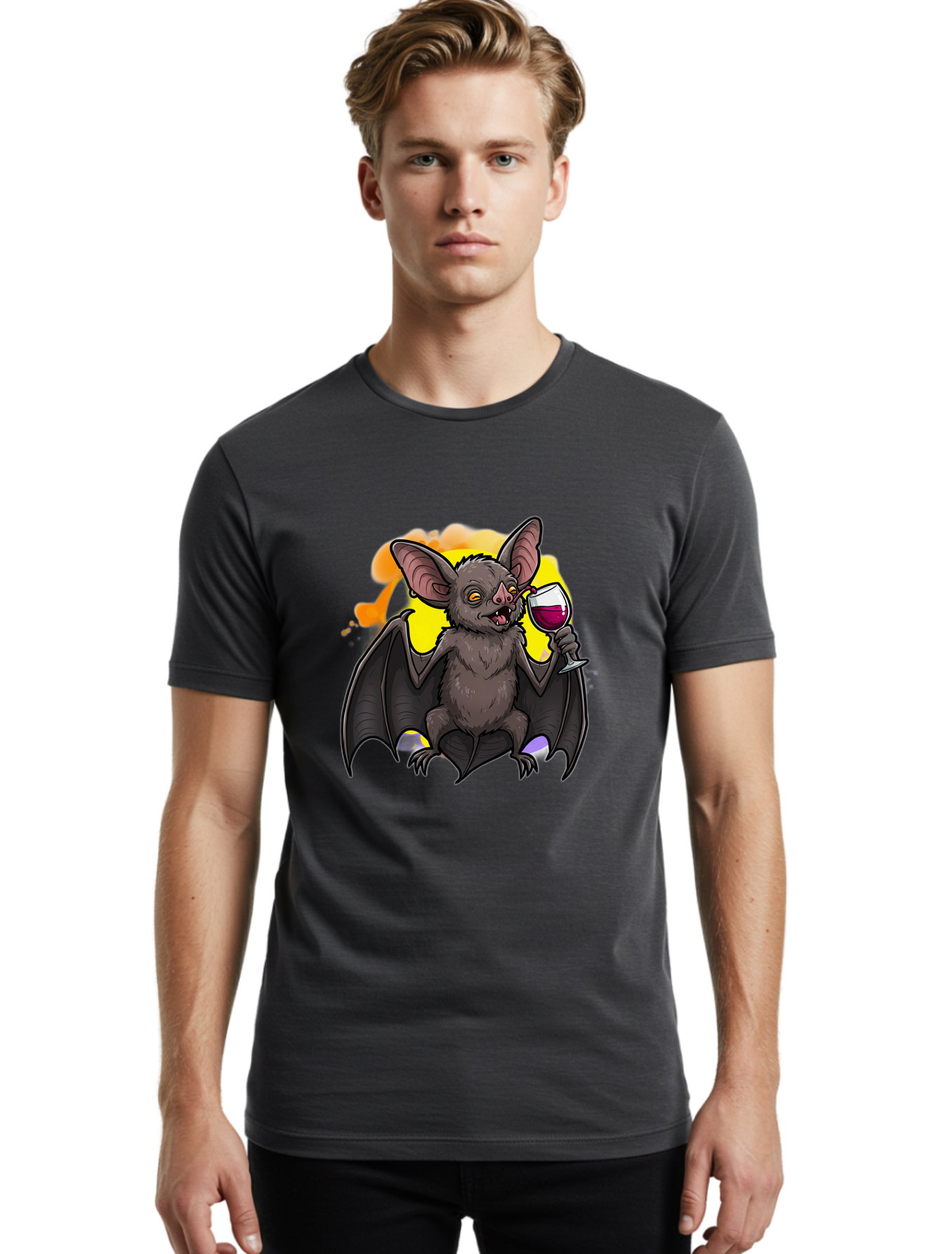 Vampire-Bat-Wine Men'S Graphic Tee, 100% Cotton, Comfortable Casual Summer Wear, Machine Washable, Vintage Camera, Old Camera, Antique Camera, Black Camera, Classic Photography, Photography Equipment, Nostalgic Device, Film Camera, Camera Art Bal555