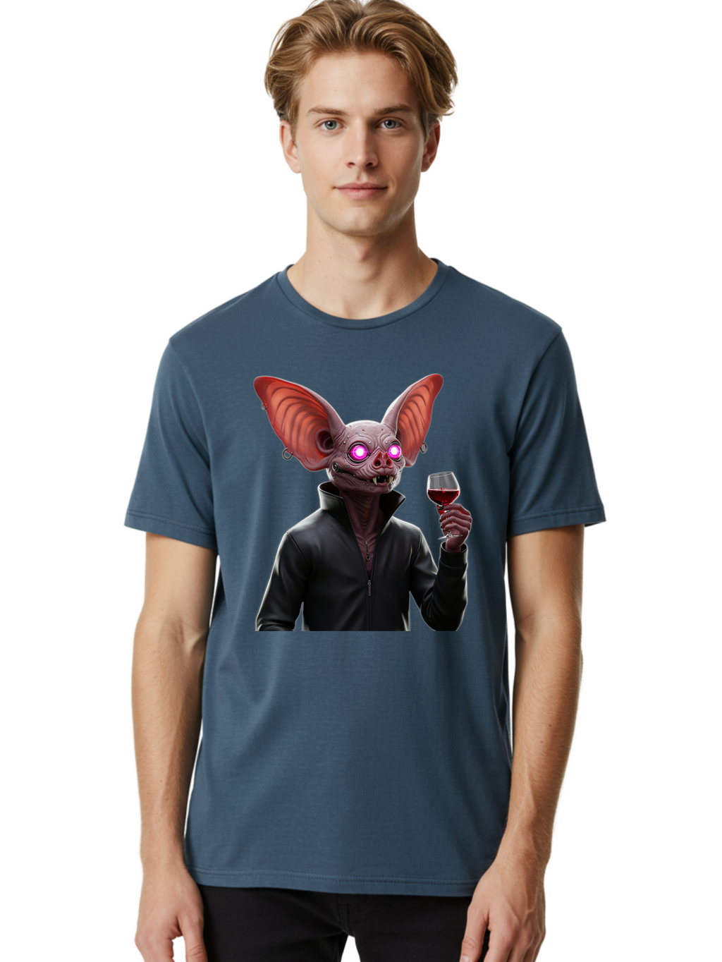 Vampire-Bat-With-Wine Men'S Graphic Tee, 100% Cotton, Comfortable Casual Summer Wear, Machine Washable, Vintage Camera, Old Camera, Antique Camera, Black Camera, Classic Photography, Photography Equipment, Nostalgic Device, Film Camera, Bal557
