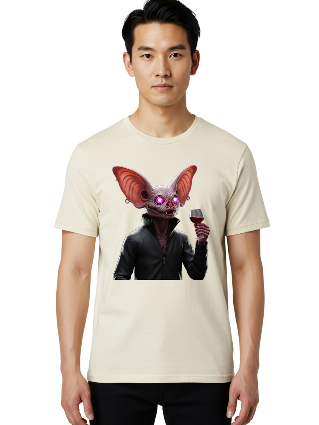 Vampire-Bat-With-Wine Men'S Graphic Tee, 100% Cotton, Comfortable Casual Summer Wear, Machine Washable, Vintage Camera, Old Camera, Antique Camera, Black Camera, Classic Photography, Photography Equipment, Nostalgic Device, Film Camera, Bal557