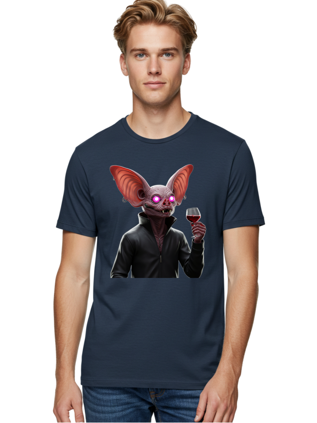 Vampire-Bat-With-Wine Men'S Graphic Tee, 100% Cotton, Comfortable Casual Summer Wear, Machine Washable, Vintage Camera, Old Camera, Antique Camera, Black Camera, Classic Photography, Photography Equipment, Nostalgic Device, Film Camera, Bal557