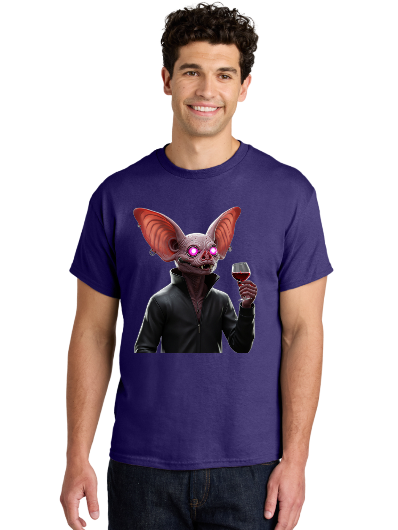Vampire-Bat-With-Wine Men'S Graphic Tee, 100% Cotton, Comfortable Casual Summer Wear, Machine Washable, Vintage Camera, Old Camera, Antique Camera, Black Camera, Classic Photography, Photography Equipment, Nostalgic Device, Film Camera, Bal557
