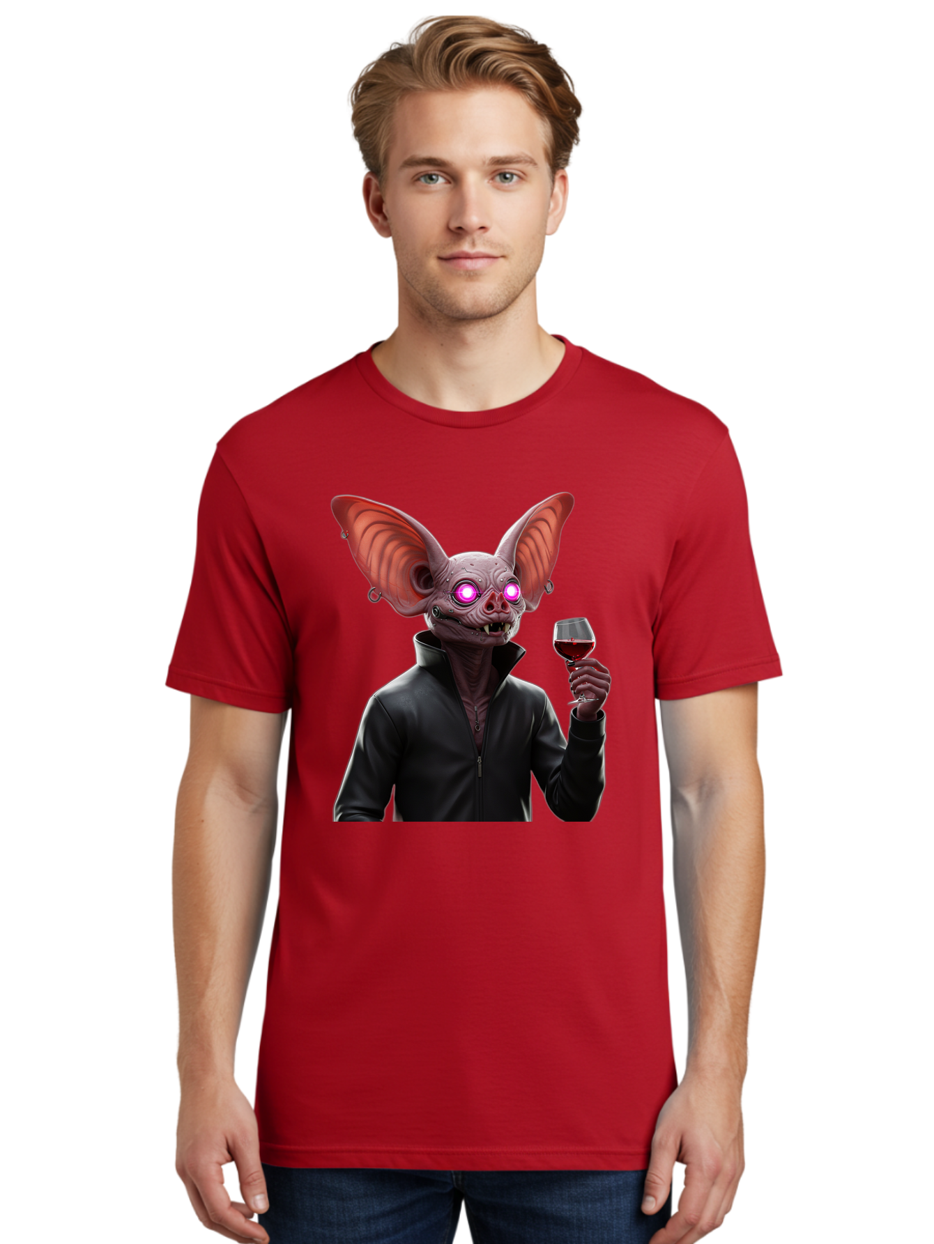 Vampire-Bat-With-Wine Men'S Graphic Tee, 100% Cotton, Comfortable Casual Summer Wear, Machine Washable, Vintage Camera, Old Camera, Antique Camera, Black Camera, Classic Photography, Photography Equipment, Nostalgic Device, Film Camera, Bal557