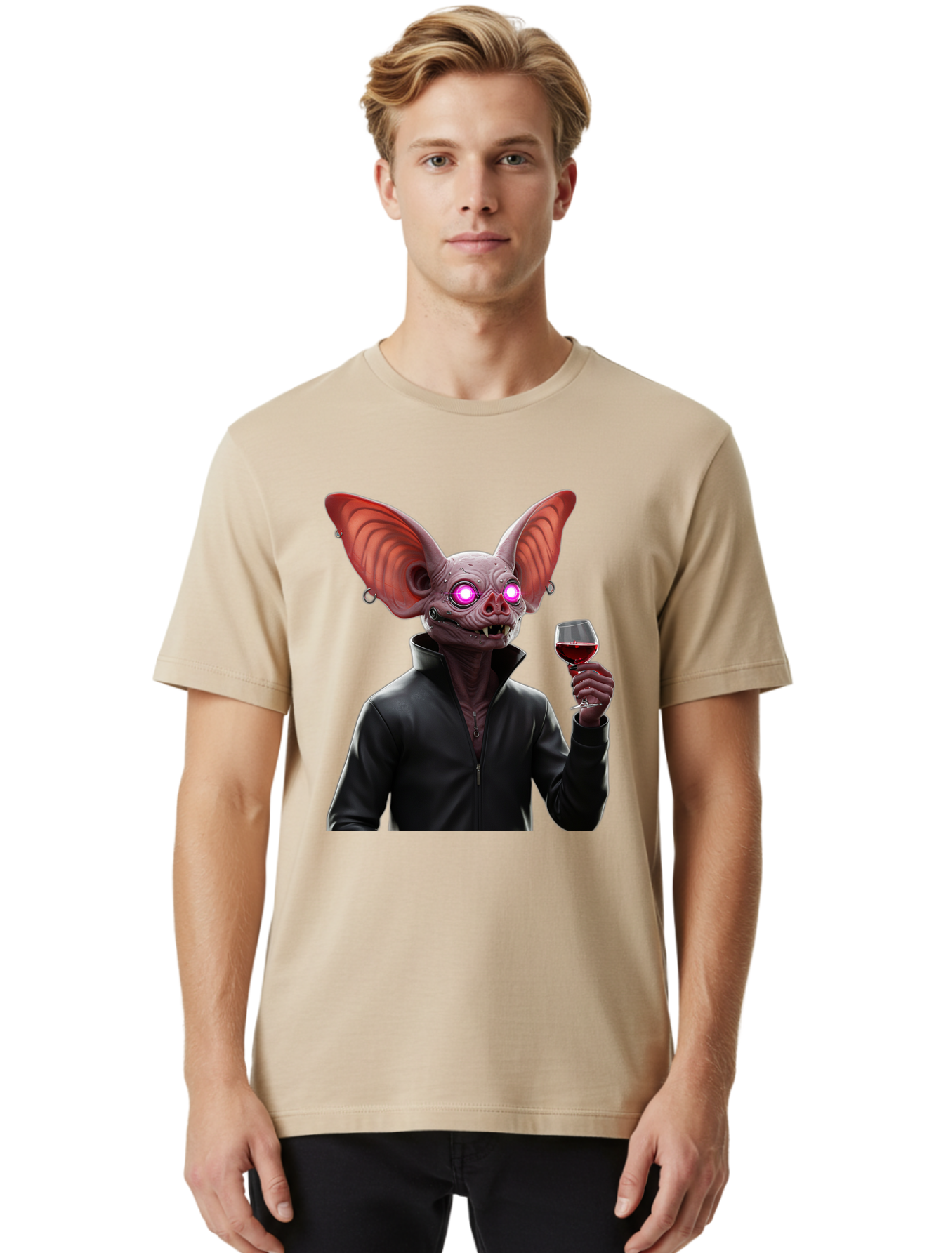 Vampire-Bat-With-Wine Men'S Graphic Tee, 100% Cotton, Comfortable Casual Summer Wear, Machine Washable, Vintage Camera, Old Camera, Antique Camera, Black Camera, Classic Photography, Photography Equipment, Nostalgic Device, Film Camera, Bal557