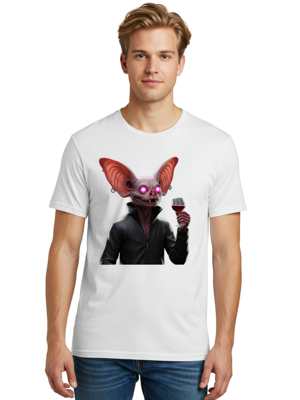 Vampire-Bat-With-Wine Men'S Graphic Tee, 100% Cotton, Comfortable Casual Summer Wear, Machine Washable, Vintage Camera, Old Camera, Antique Camera, Black Camera, Classic Photography, Photography Equipment, Nostalgic Device, Film Camera, Bal557