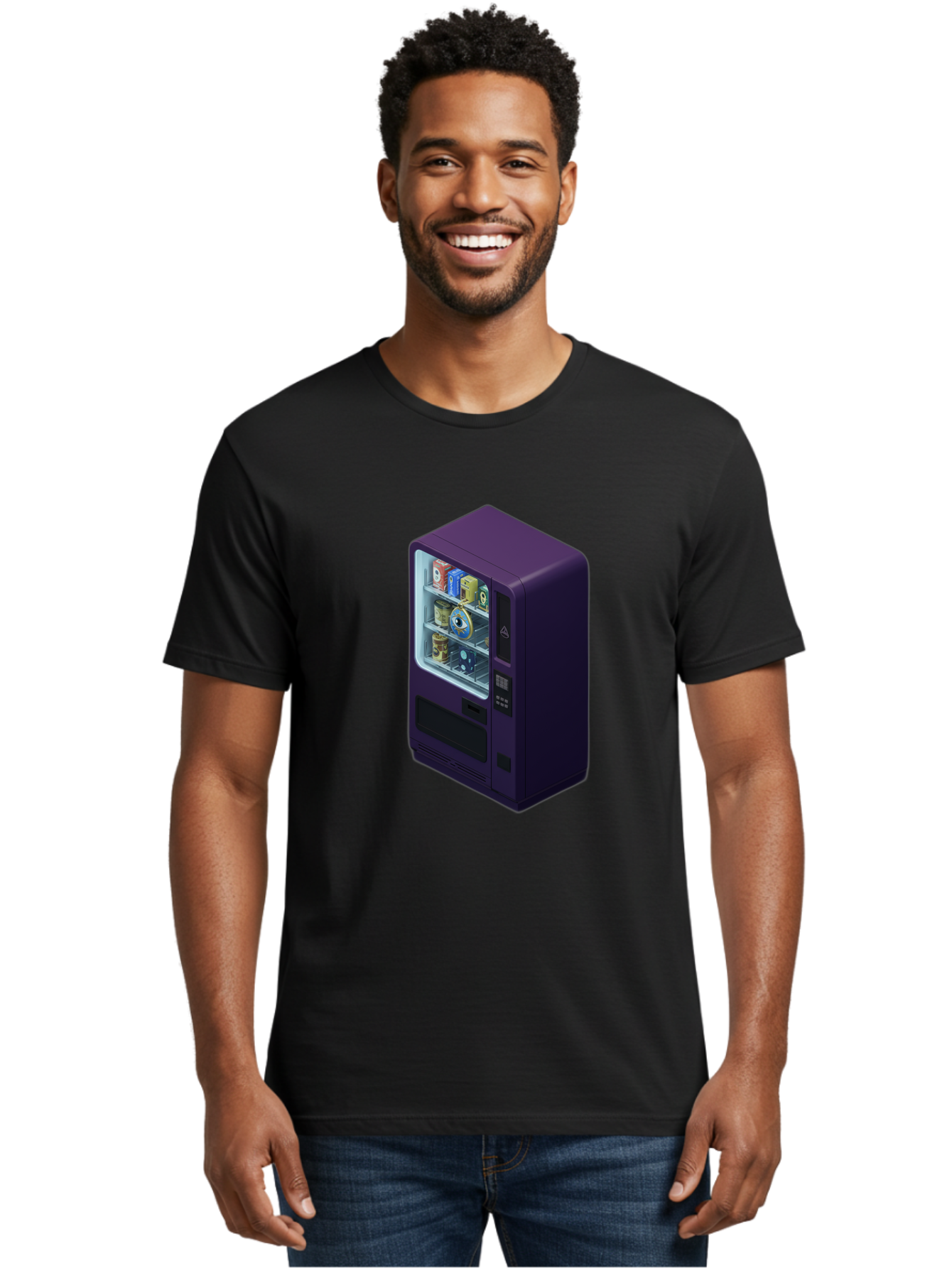 Vending-Machine-1 Men'S Graphic Tee, 100% Cotton, Comfortable Casual Summer Wear, Machine Washable, Vintage Camera, Old Camera, Antique Camera, Black Camera, Classic Photography, Photography Equipment, Nostalgic Device, Film Camera, Camera Art Bal559