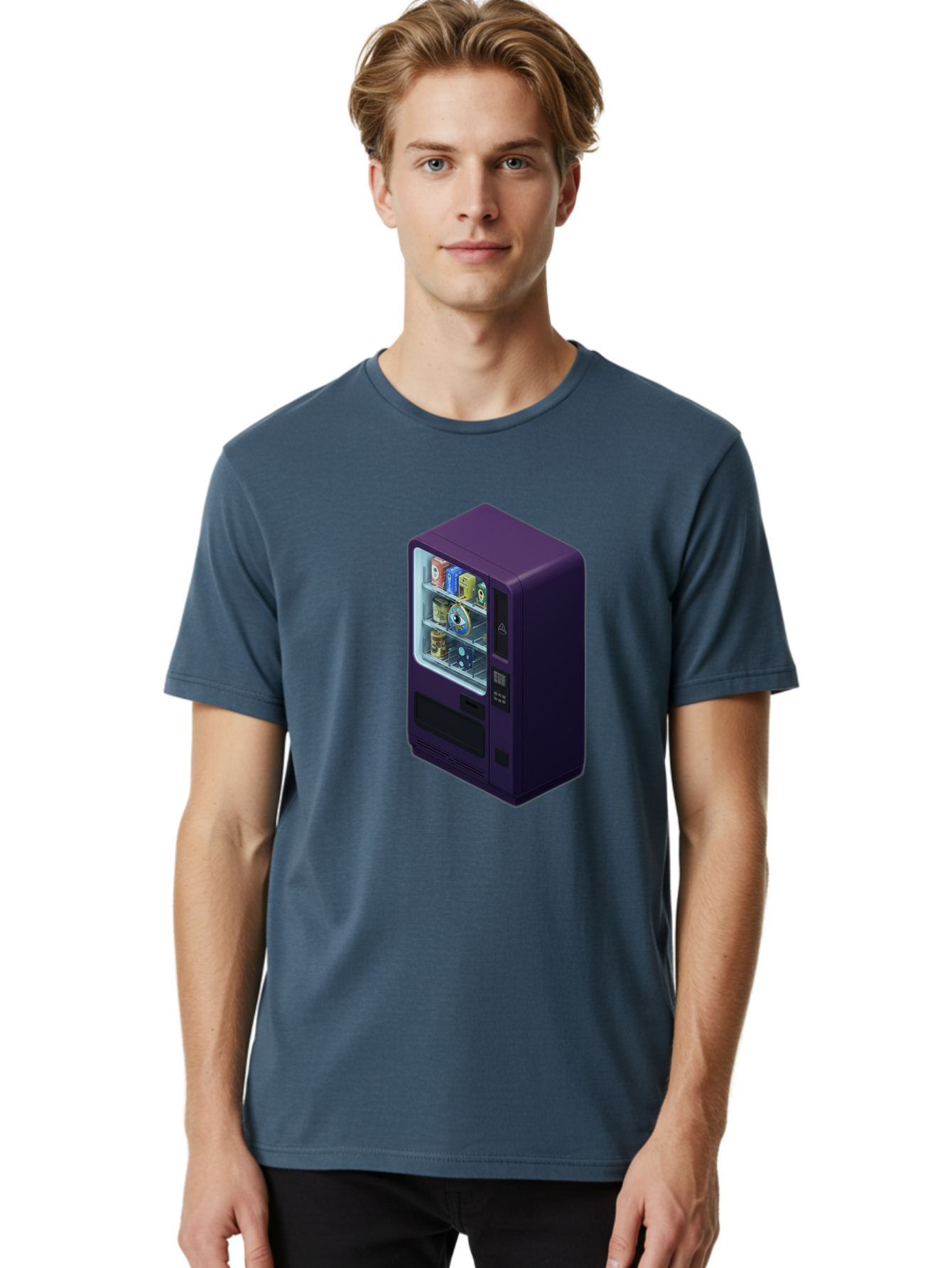 Vending-Machine-1 Men'S Graphic Tee, 100% Cotton, Comfortable Casual Summer Wear, Machine Washable, Vintage Camera, Old Camera, Antique Camera, Black Camera, Classic Photography, Photography Equipment, Nostalgic Device, Film Camera, Camera Art Bal559