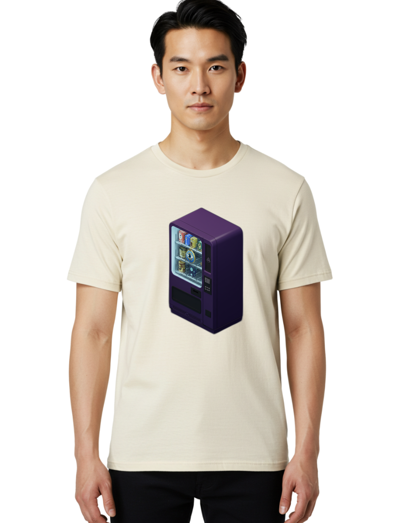 Vending-Machine-1 Men'S Graphic Tee, 100% Cotton, Comfortable Casual Summer Wear, Machine Washable, Vintage Camera, Old Camera, Antique Camera, Black Camera, Classic Photography, Photography Equipment, Nostalgic Device, Film Camera, Camera Art Bal559